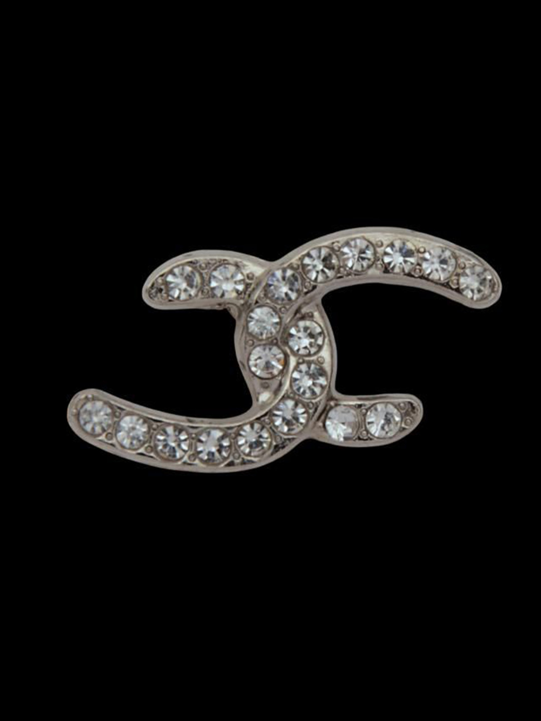 Curren Silver-Plated Rimestone Studded Statement CC Brooch