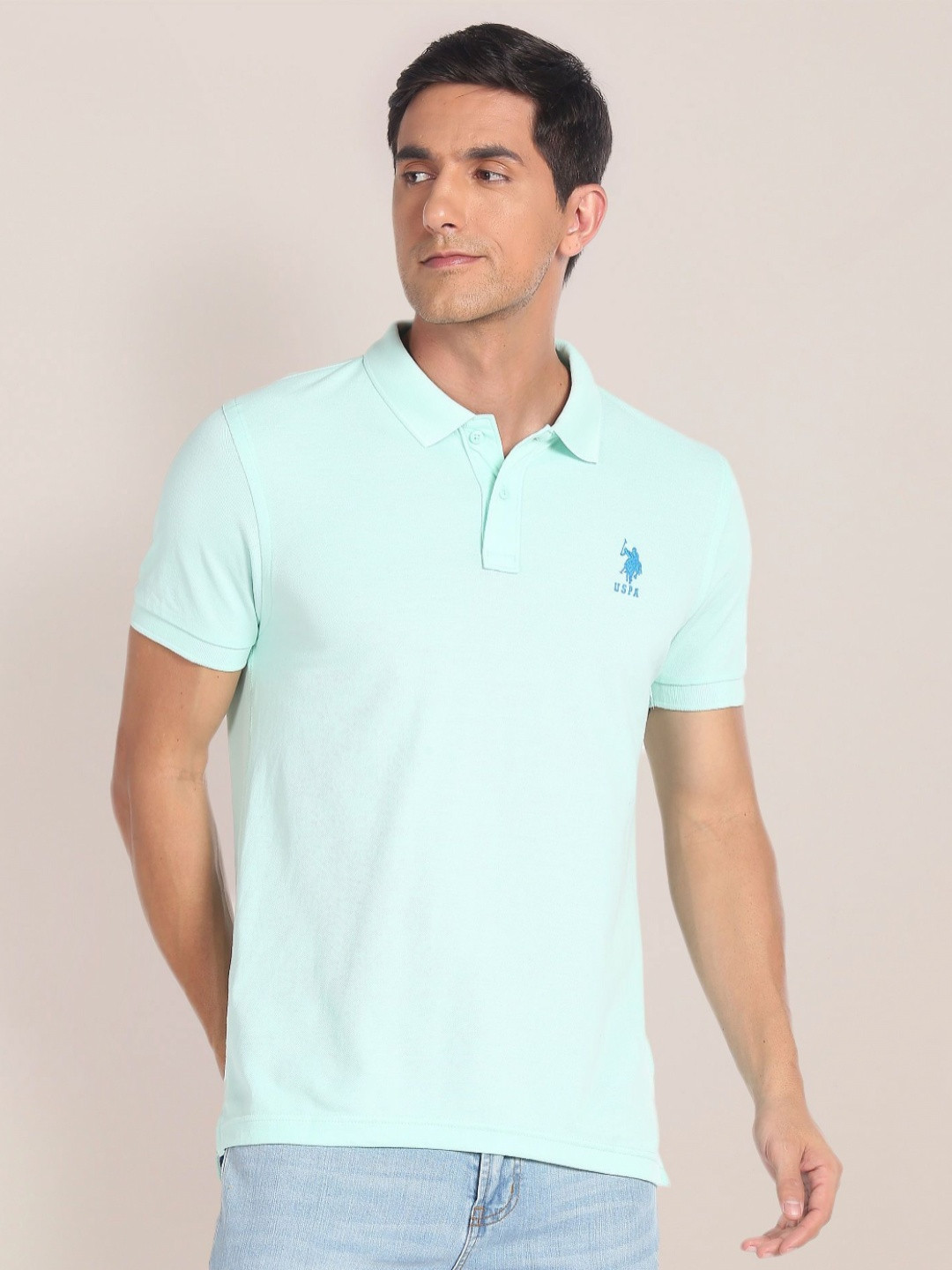 U.S. Polo Assn. Polo Collar Knit Pure Cotton Slim Fit T-shirt