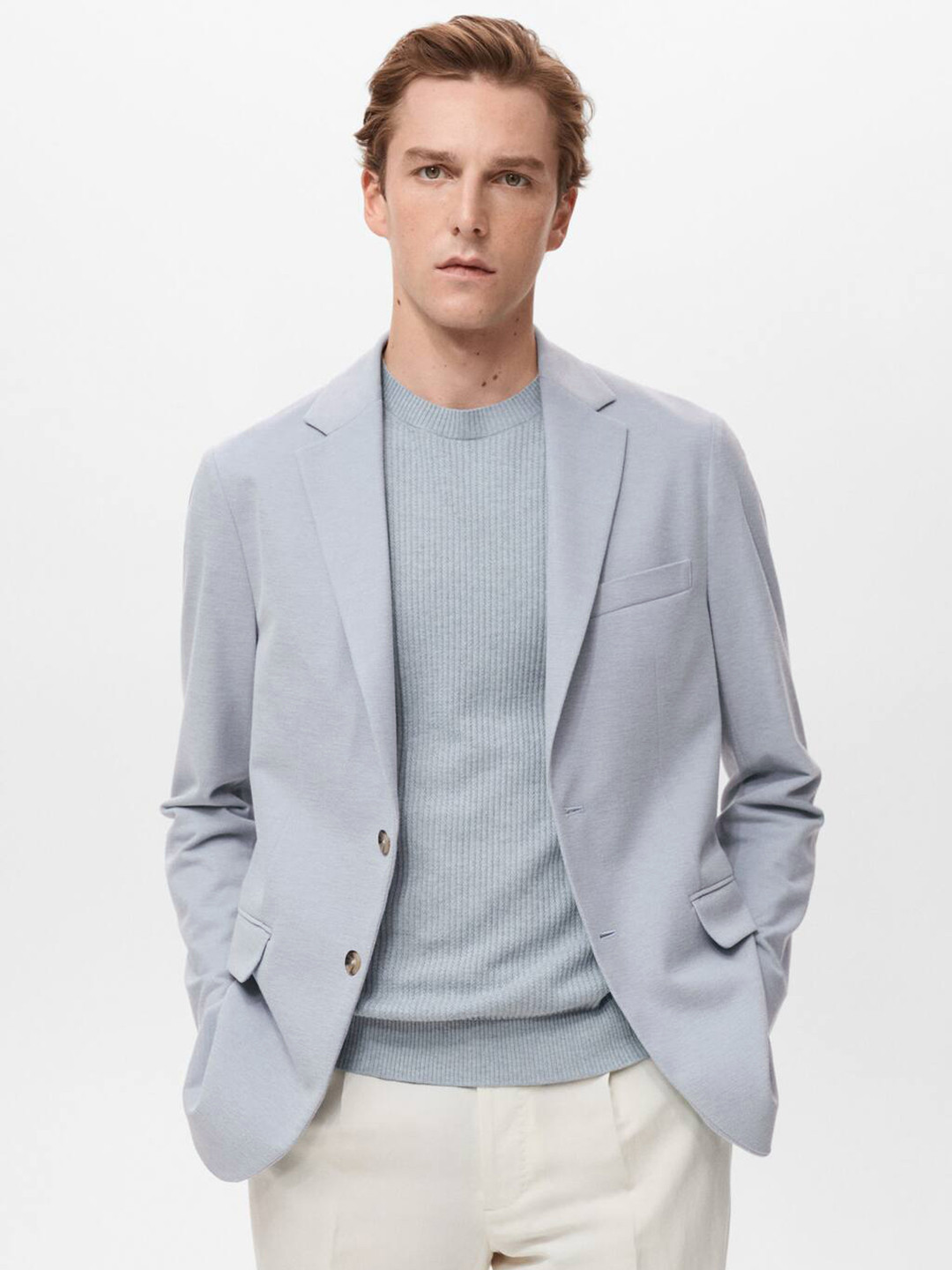 MANGO MAN Notched Lapel Collar Single-Breasted Blazers with Double Vents