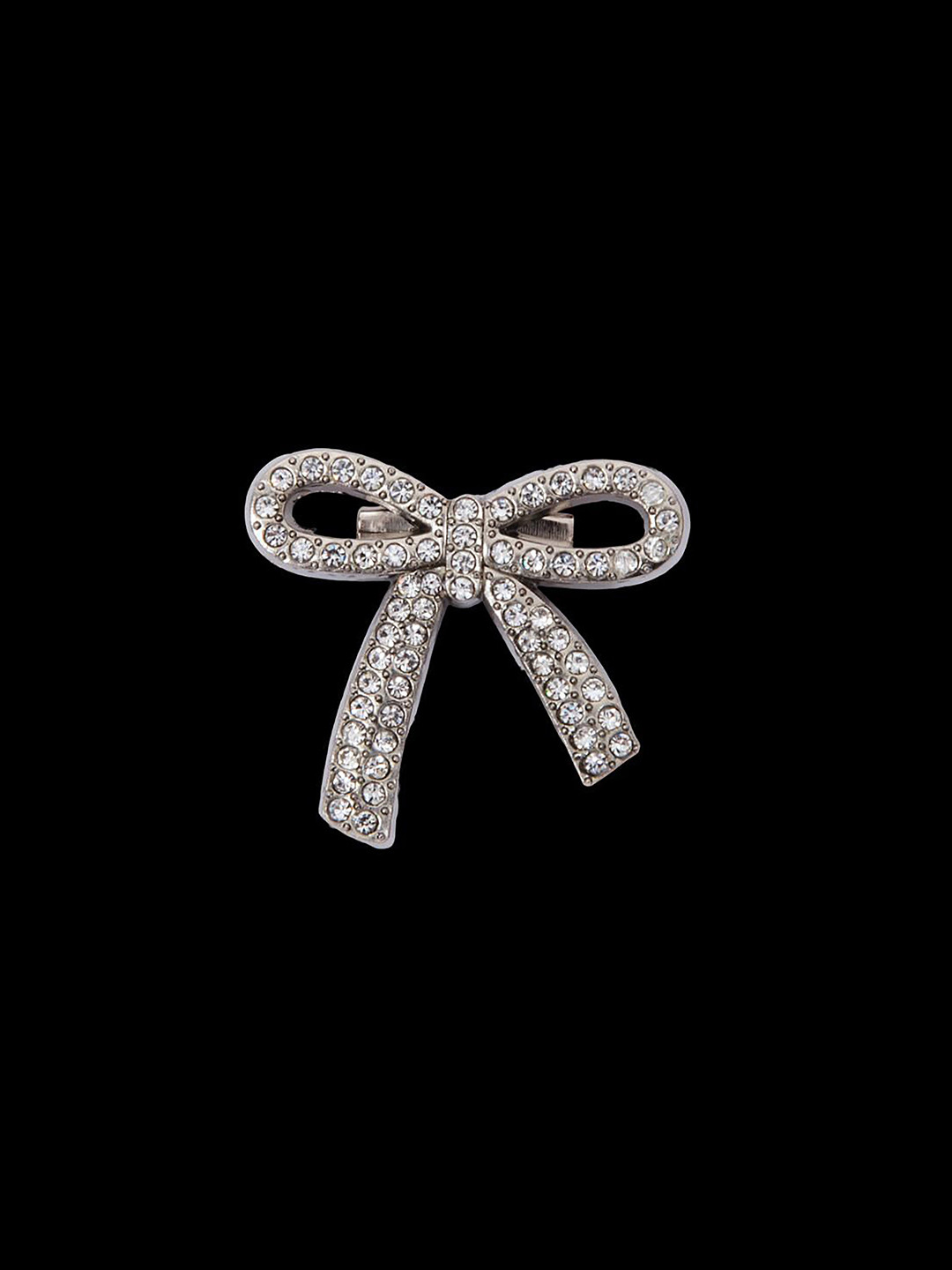 Curren Men Silver-Toned Plated Rhinestones Studded Lapel Pins Bow Brooch