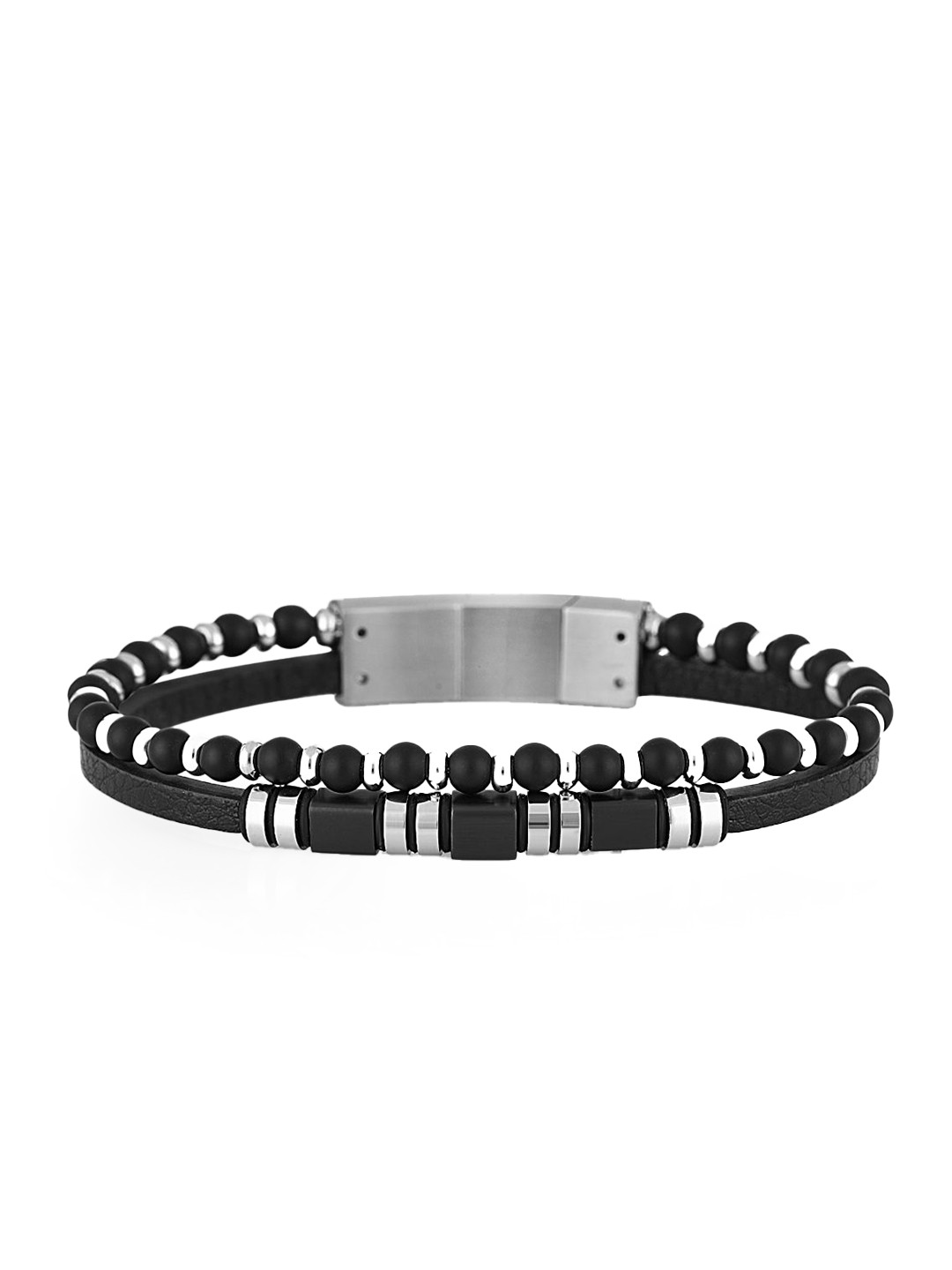 SANTA BARBARA POLO & RACQUET CLUB Men Beaded Leather Multistrand Bracelet
