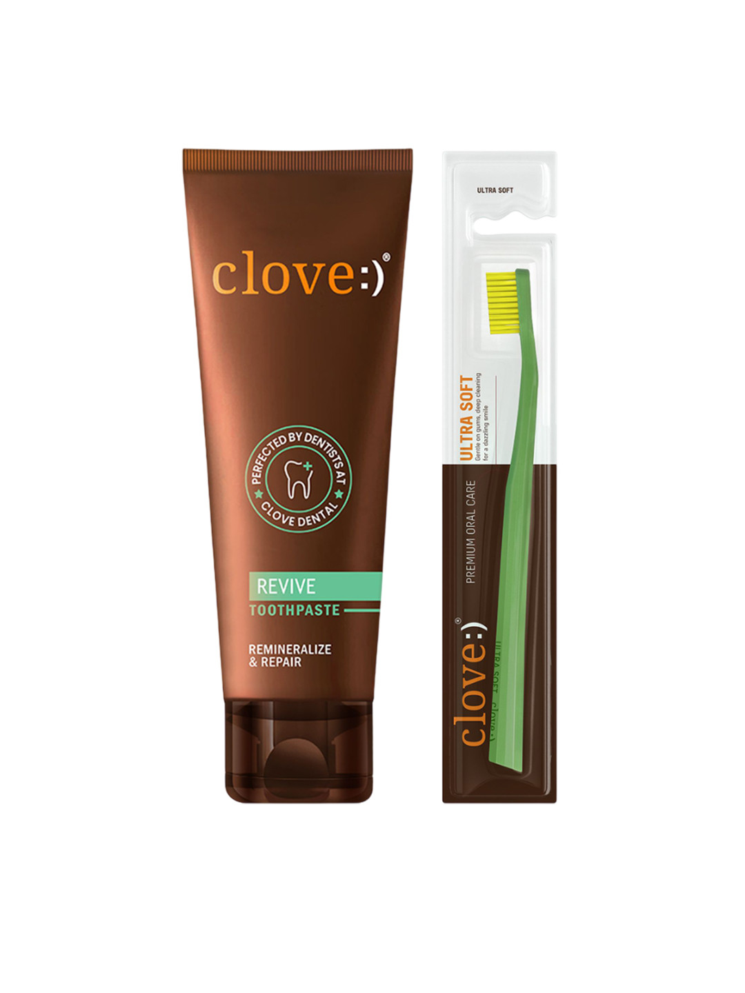 Clove Oral Care Set Of 2 Revive Toothpaste - 100 g With Ultra Soft Bristles Toothbrush