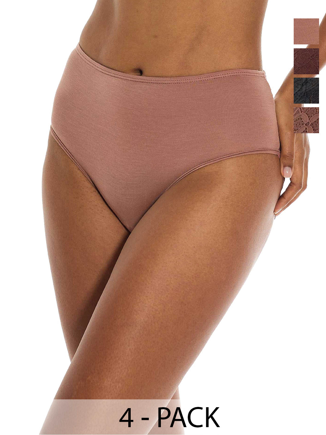 Butt-Chique Pack Of 4 Lace Back Coverage Hipster Briefs LACE-BACK-HIPSTER-4-PACK-S