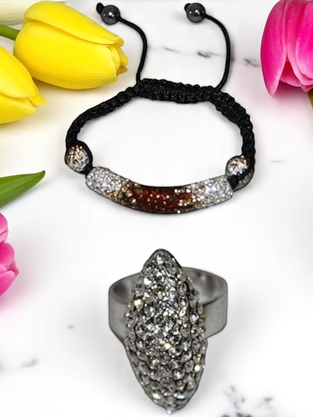 Jolly Faces Silver Stone Wraparound Bracelet