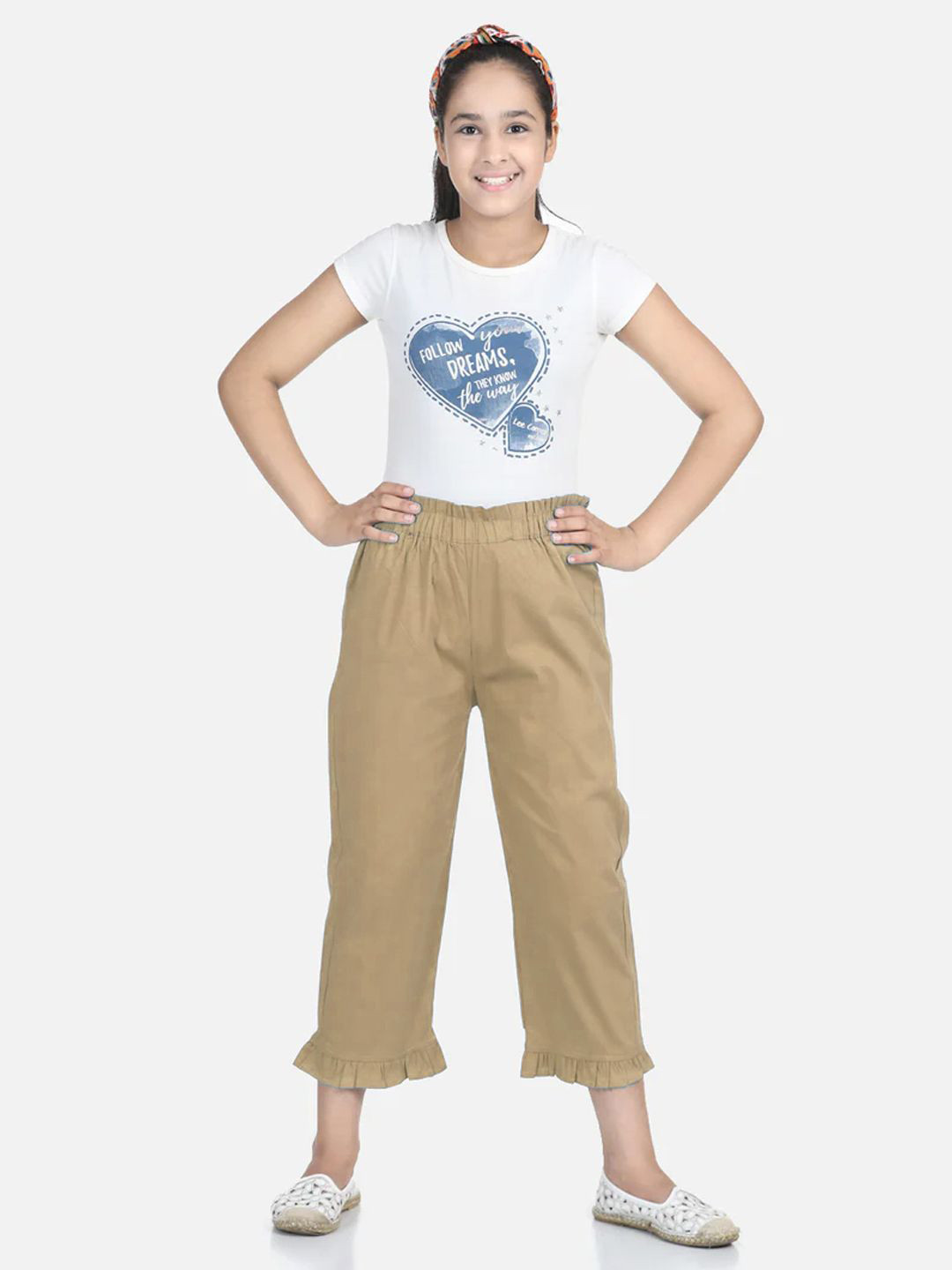 Cutiekins Girls Solid Mid-Rise Casual Regular Capri