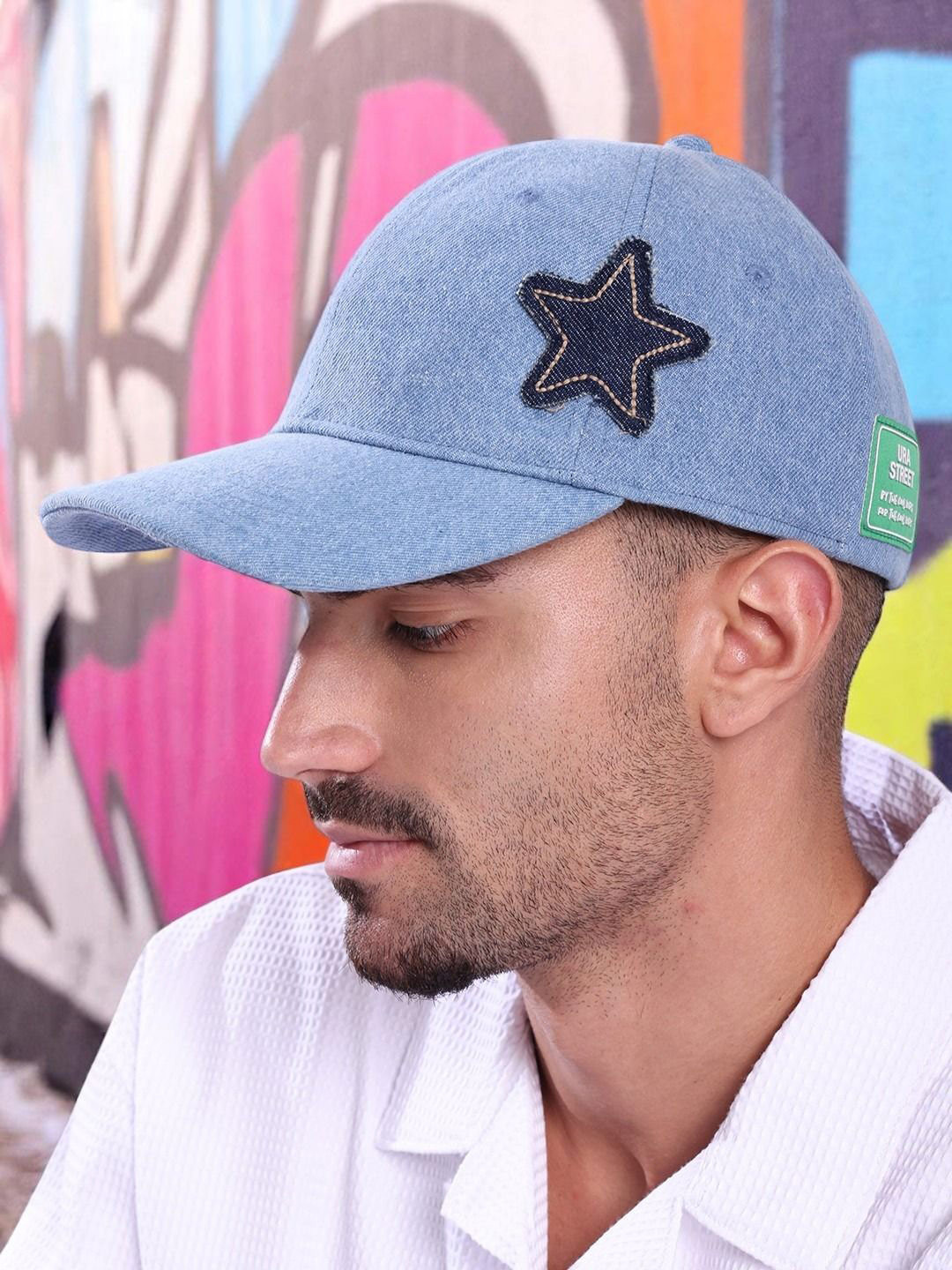 URA STREET Men Applique Denim Baseball Cap