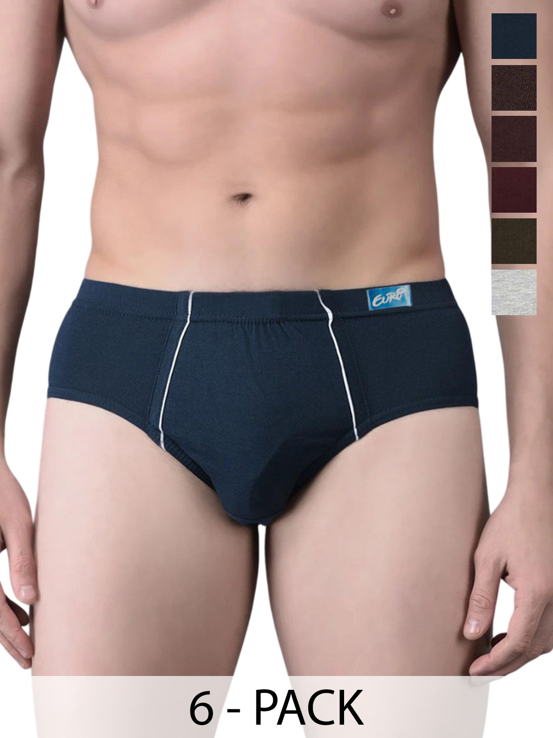 EURO Pack Of 6 Assorted Basic Briefs-Euro-Regular-Brief-6