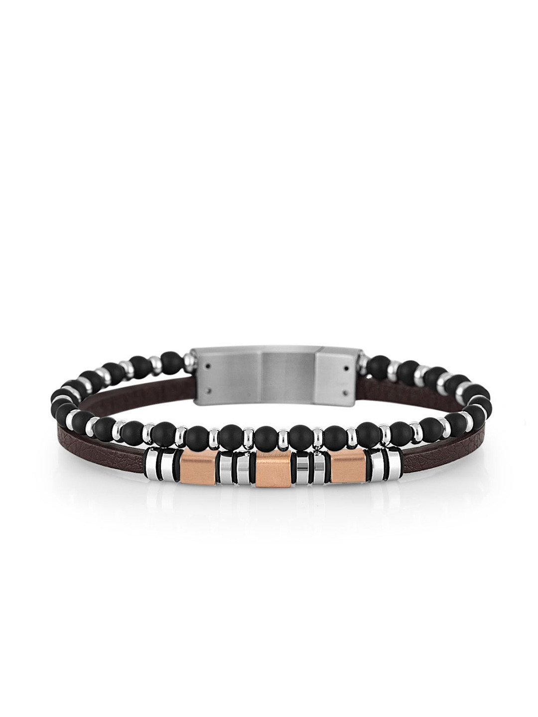 SANTA BARBARA POLO & RACQUET CLUB Men Beaded Leather Multistrand Bracelet