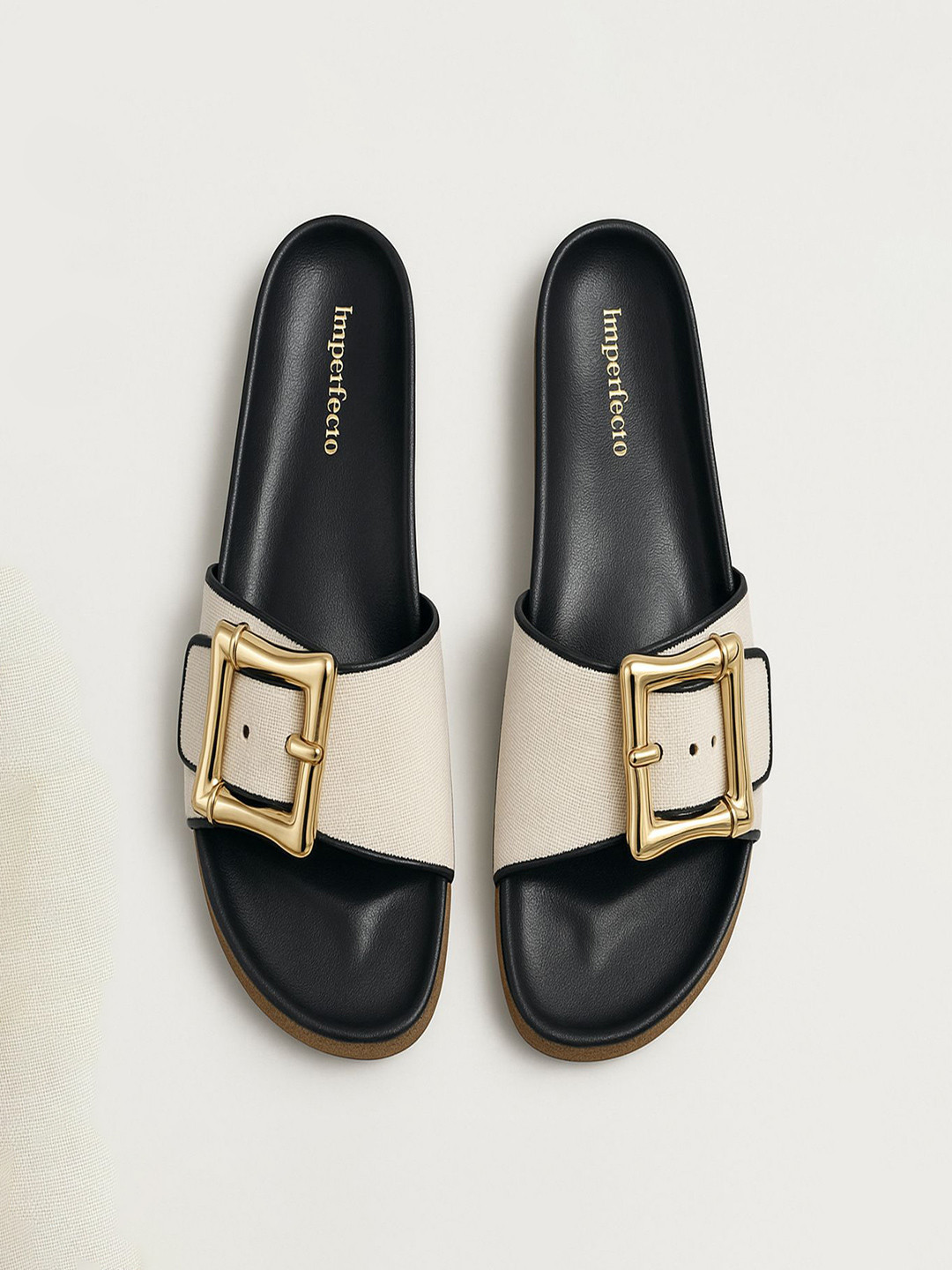 IMPERFECTO Women Open Toe Flats with Buckles