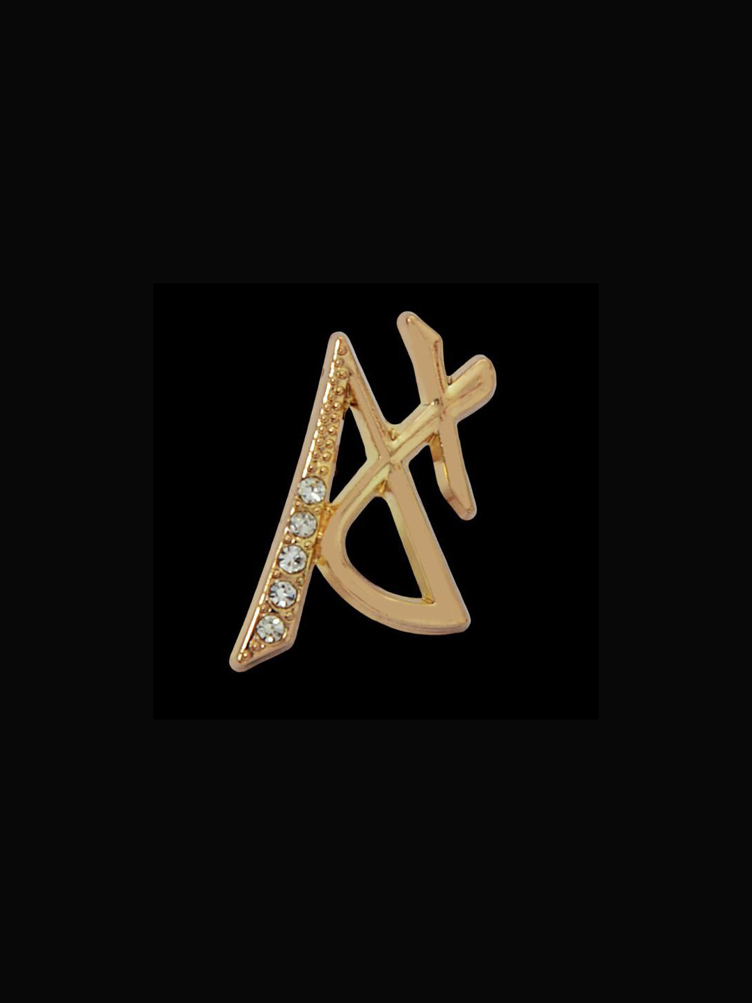 Curren Zircon Stones Studded Letter AX Lapel Pin Brooch