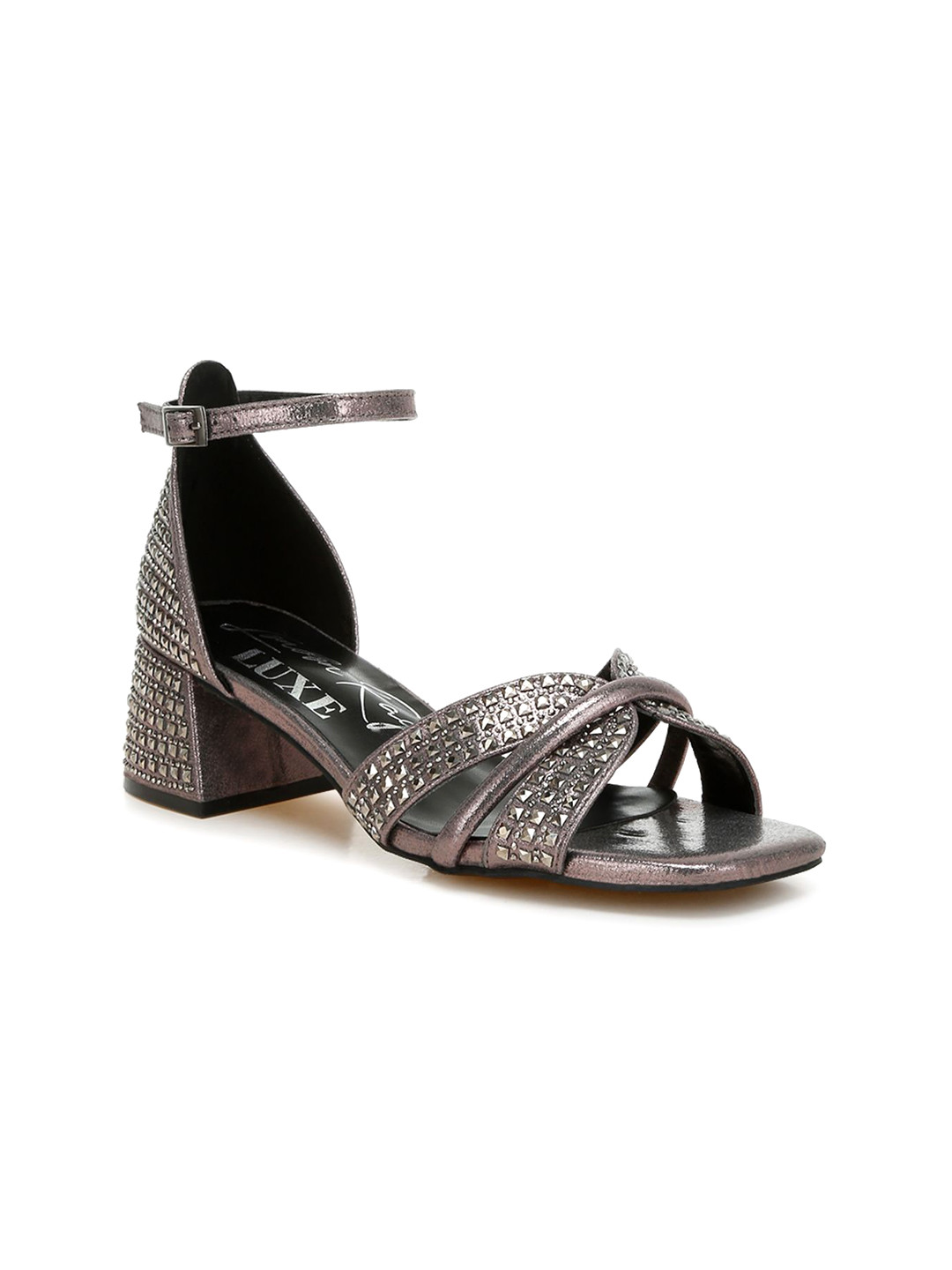 London Rag Embellished Regular Block Heel Rhinestone Sandals