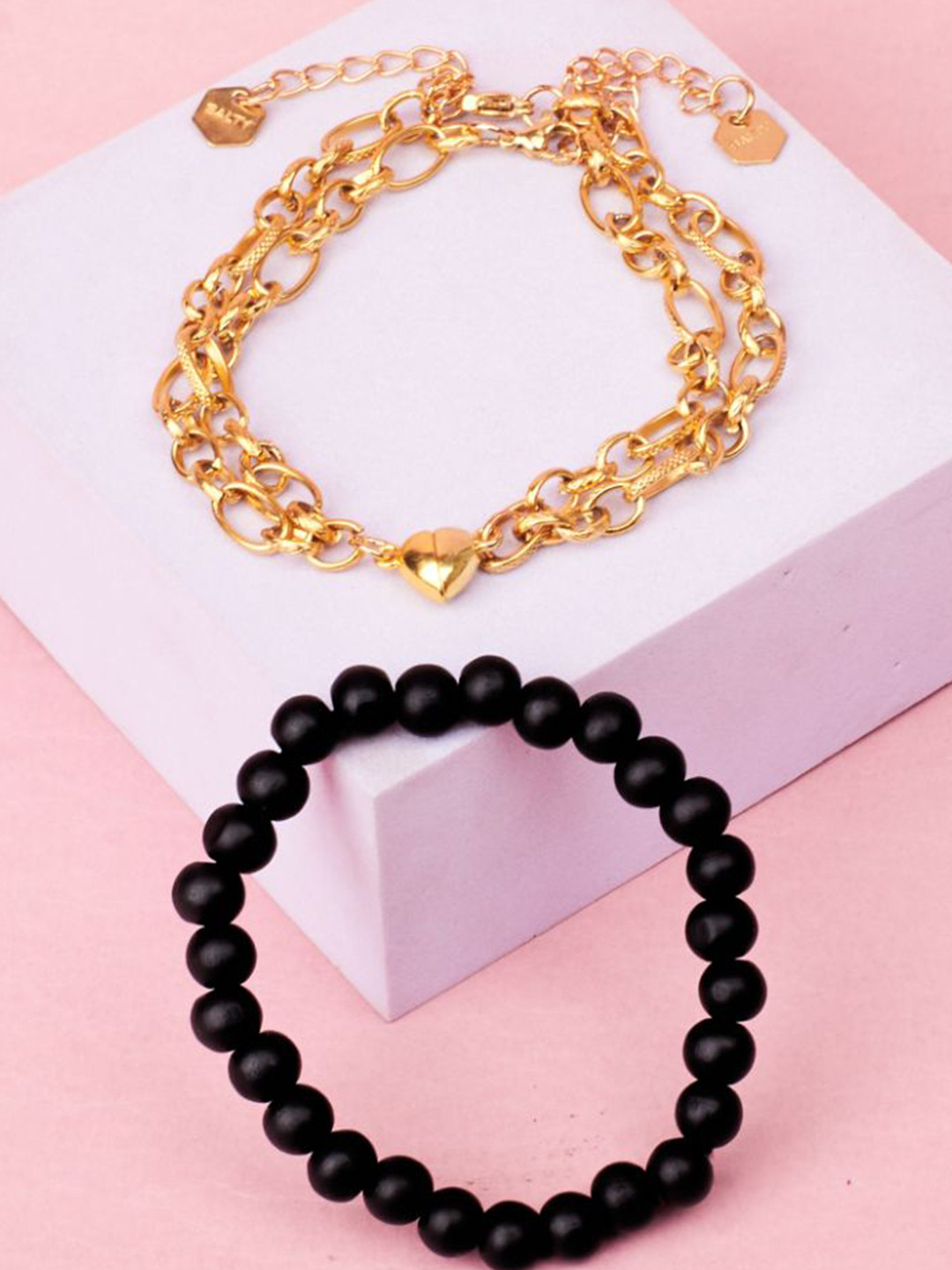 SALTY Set Of 3 November Birthstone & Us Together Bands Heart Shape & Beaded Bracelets