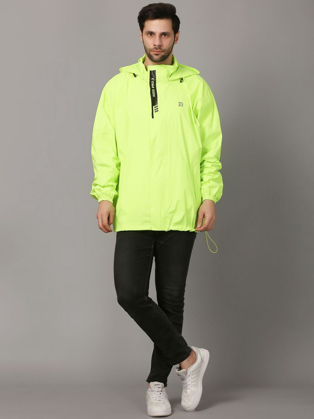 Super Men Detachable Hood Rainsuit Waterproof Pant and Carrying Pouch