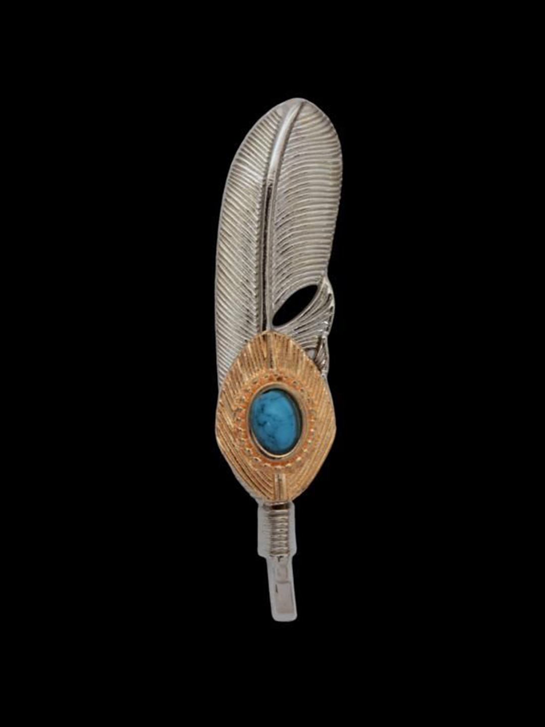 Curren Silver-Plated Stone Studded Lapel Pin Feather Brooch