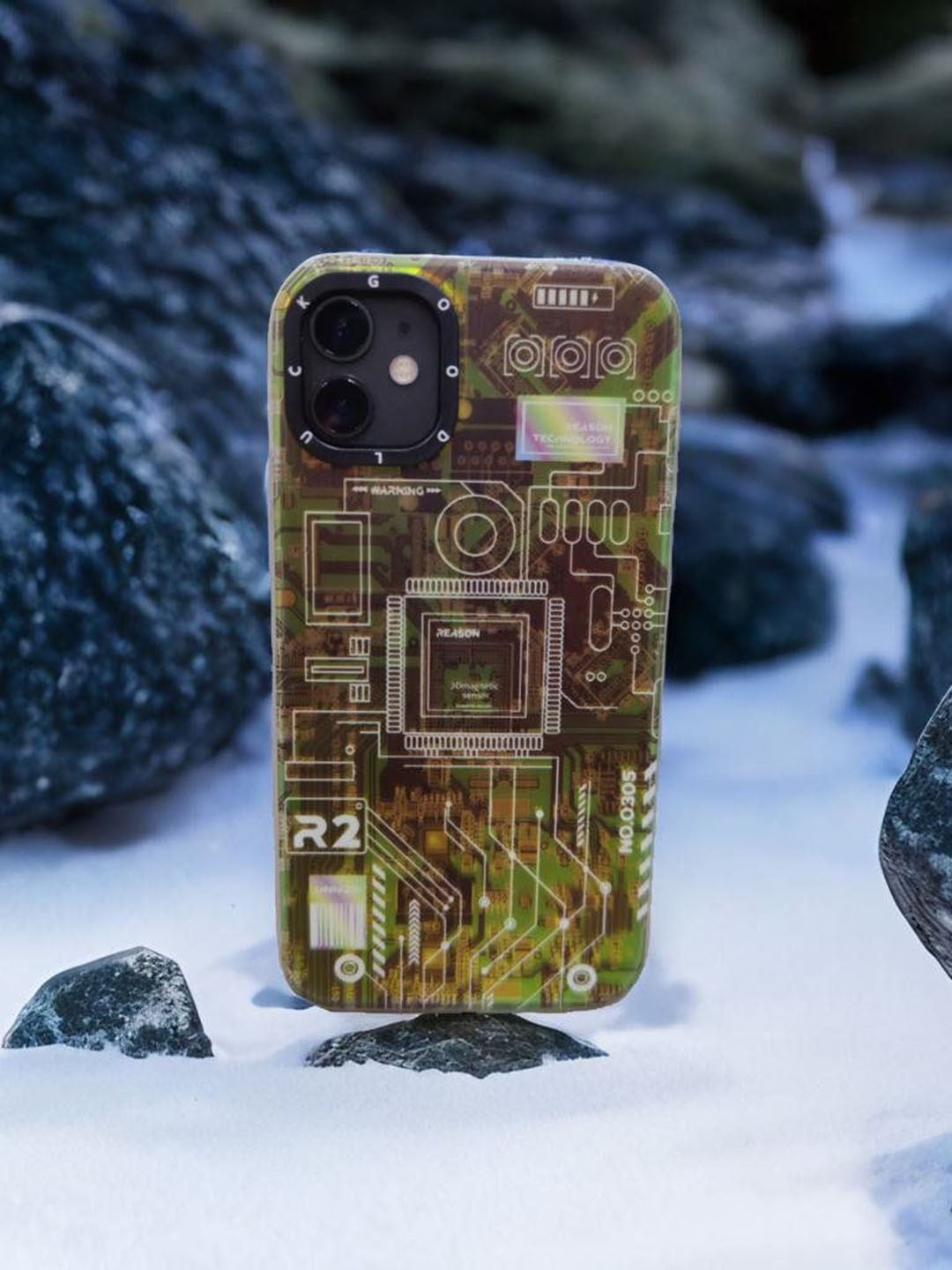 CASE CREATION Techno Art AI Circuit Retro IMD IT Engineer Chip  iPhone 11 Bumper Case