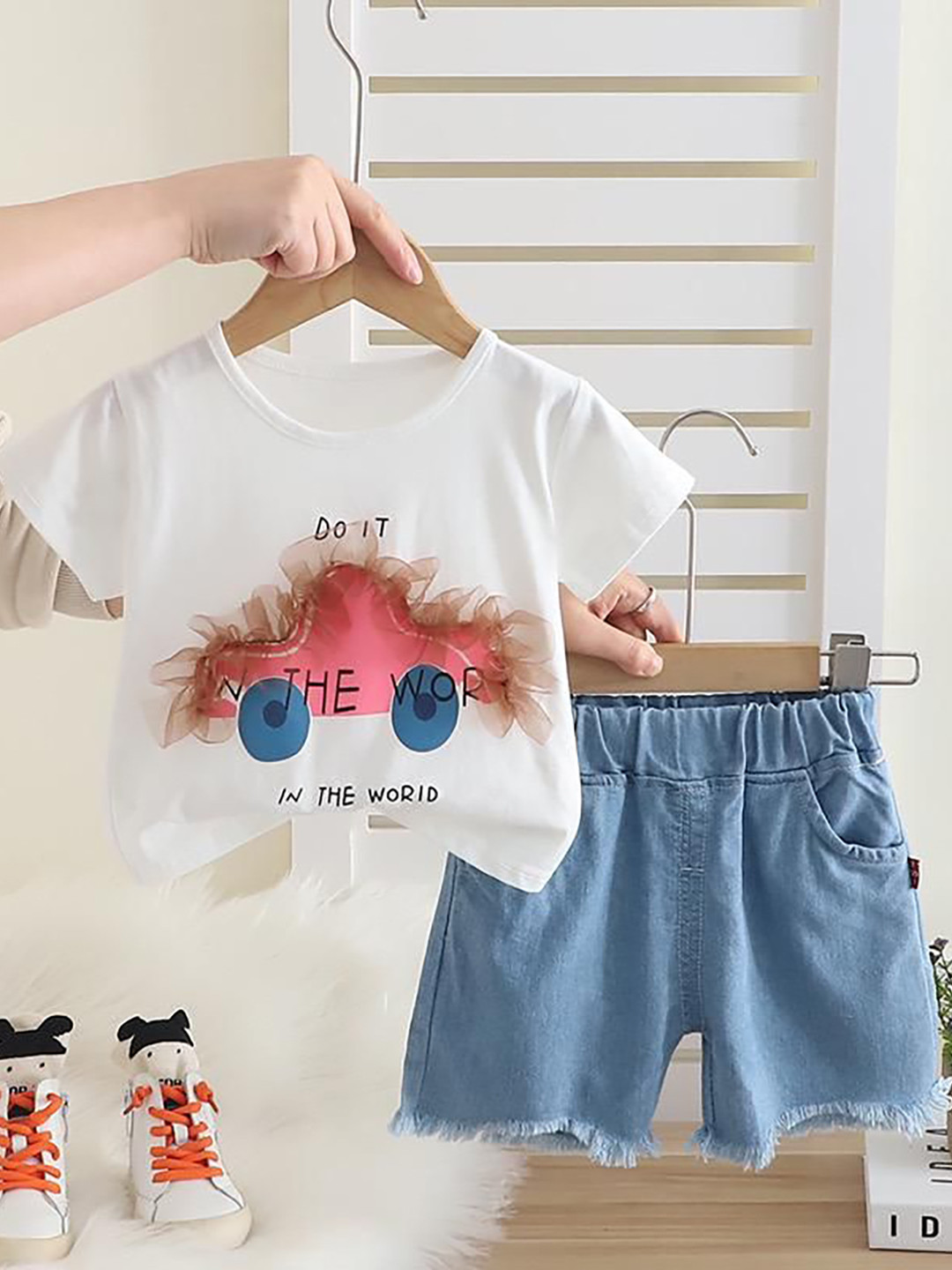POP STREET KIDS Kids Car Printed Round Neck T-Shirt With Shorts