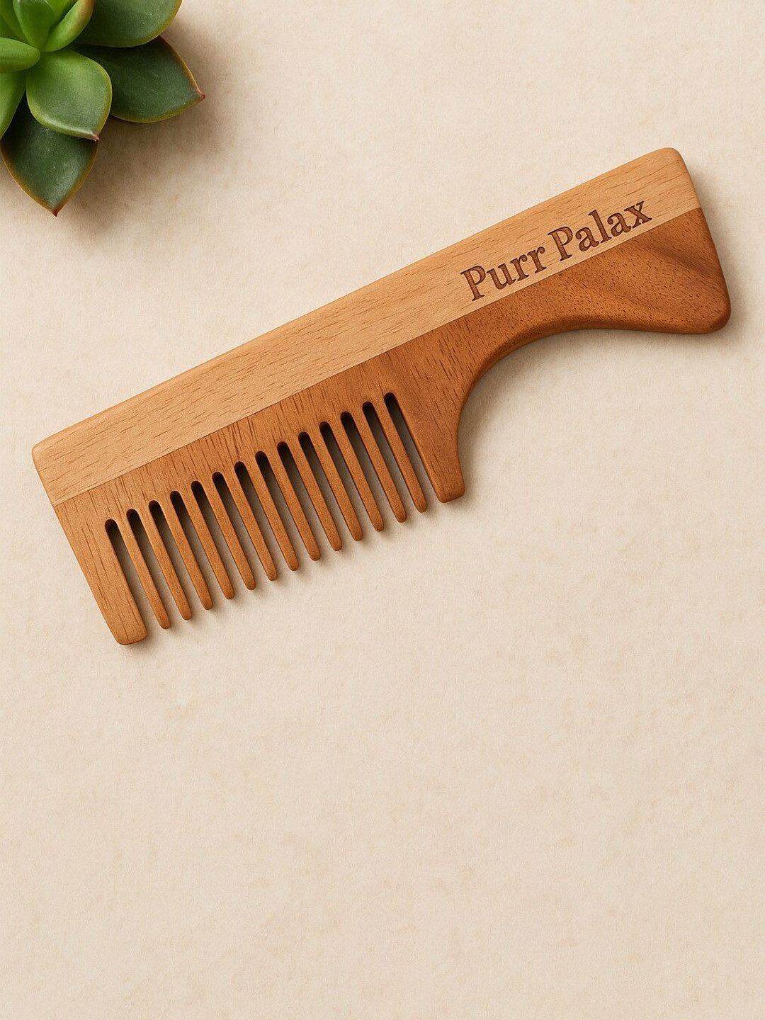 PURRPALAX Neem Handle Comb- Brown