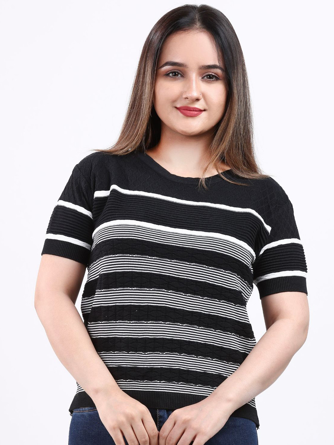 FEVERFEW Horizontal Striped Regular Cotton Top