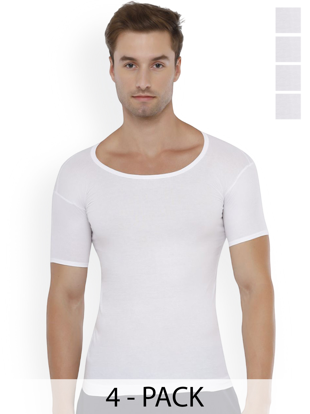 Euro Pack Of 4 Cotton Gym Vests Euro-Micra-White-RNS-4