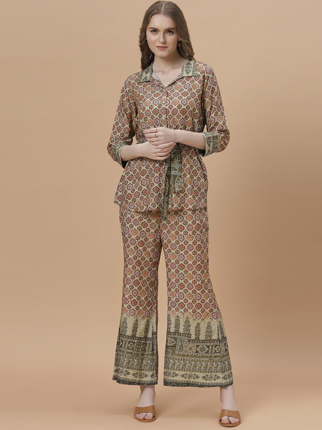 FANTASIA Printed Shirt Collar Neck Shirt With Trousers Co-Ords