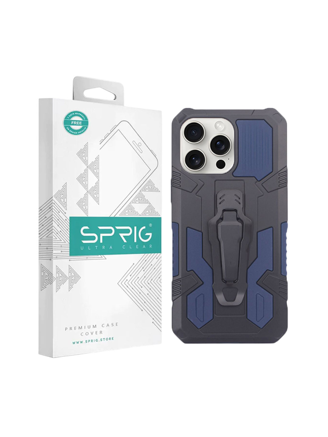 SPRIG iPhone 15 Pro Armor Case with Clip Back Cover