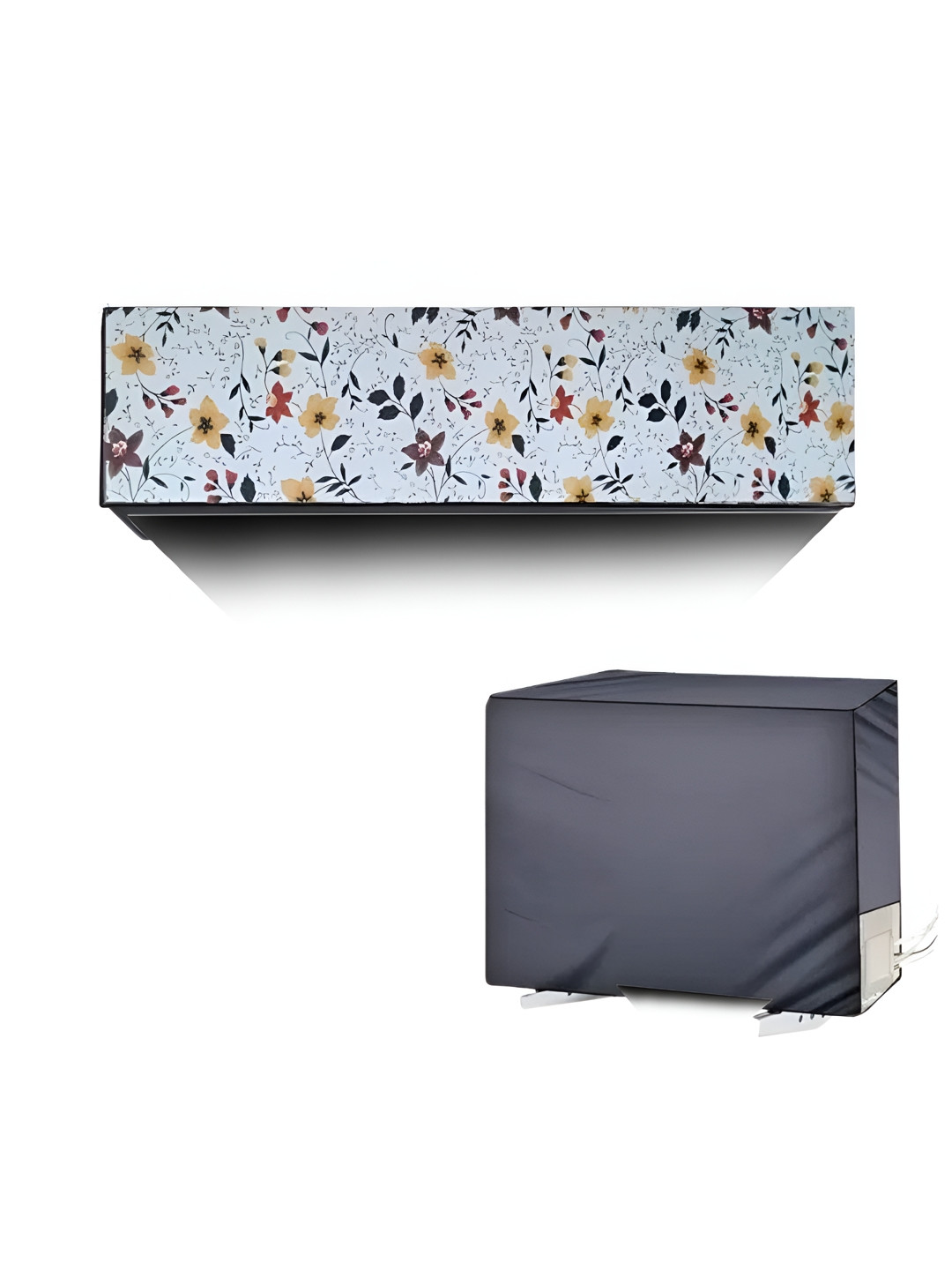 Kalra Magic 2Pcs Grey & White  Printed Outdoor & Indoor Air Conditioner Covers