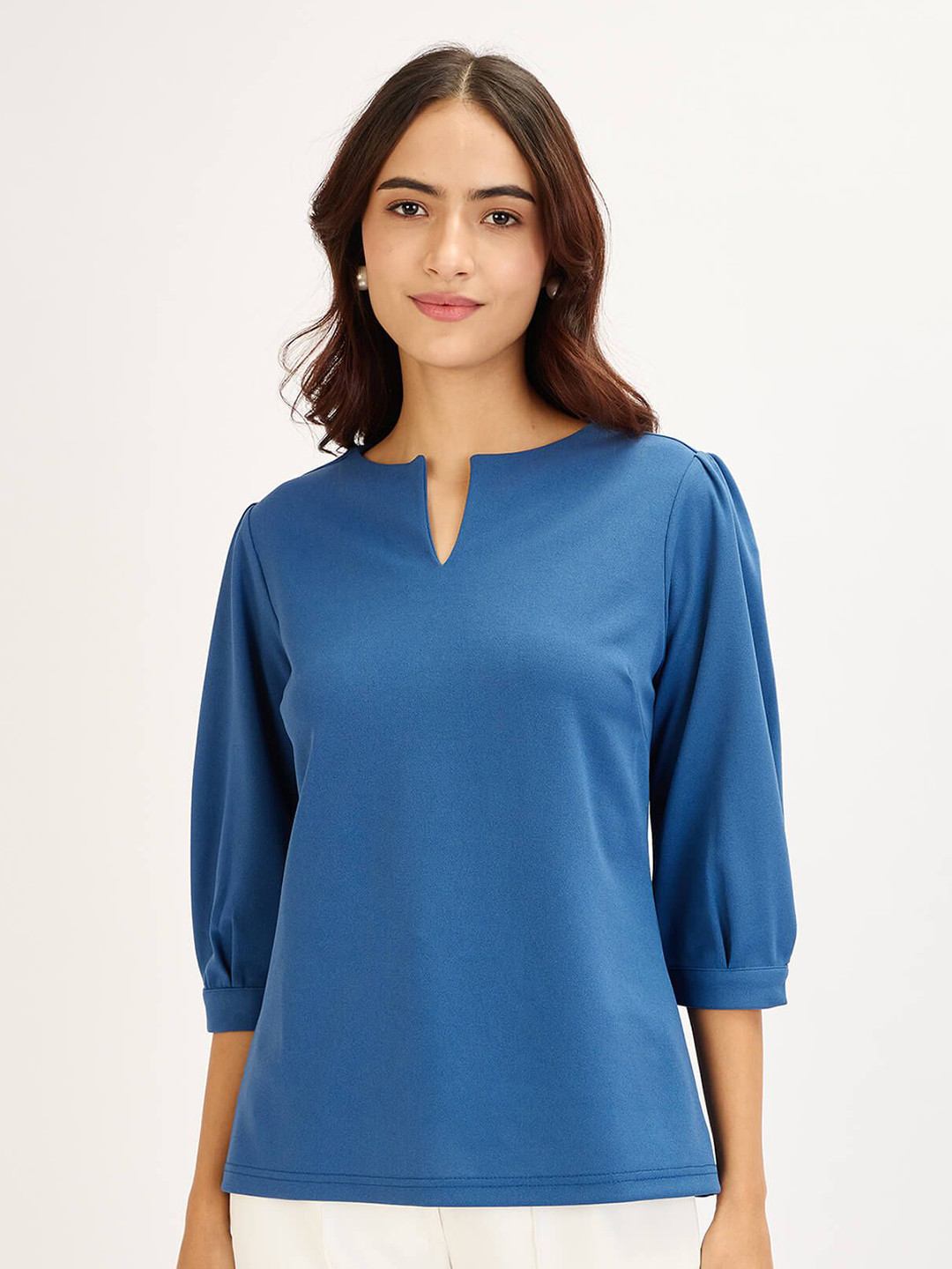 SALT ATTIRE Iridium Cuffed Sleeve Casual Top