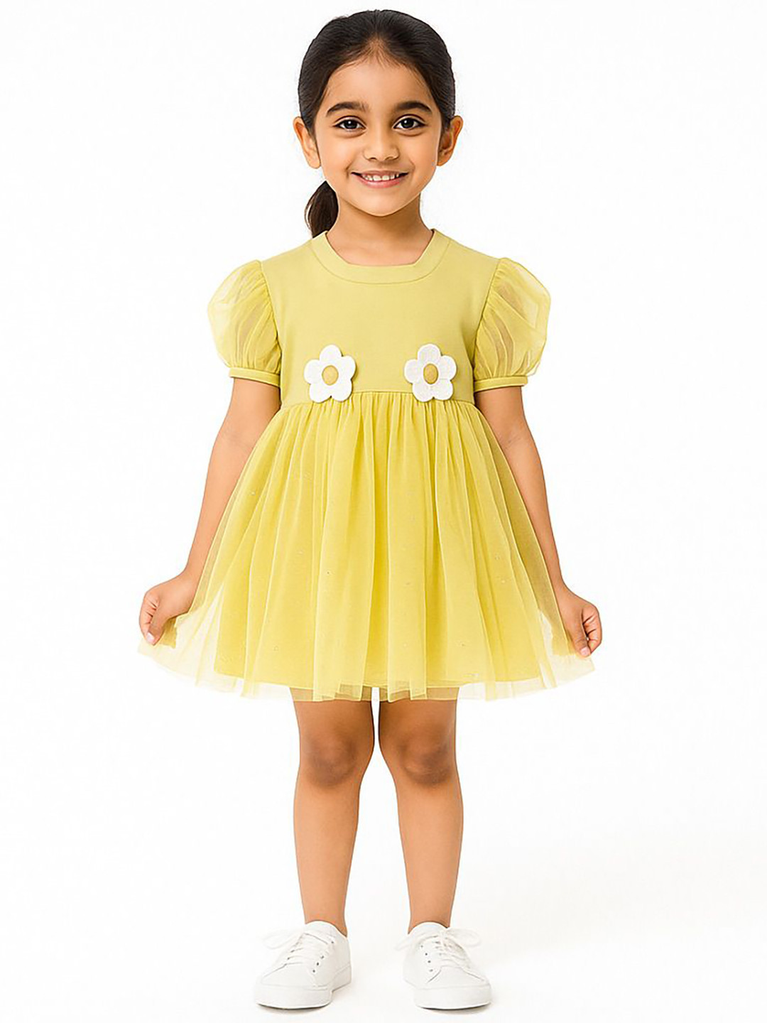 POP STREET KIDS Unisex Floral Printed Gathered or Pleated Casual A-Line Dress