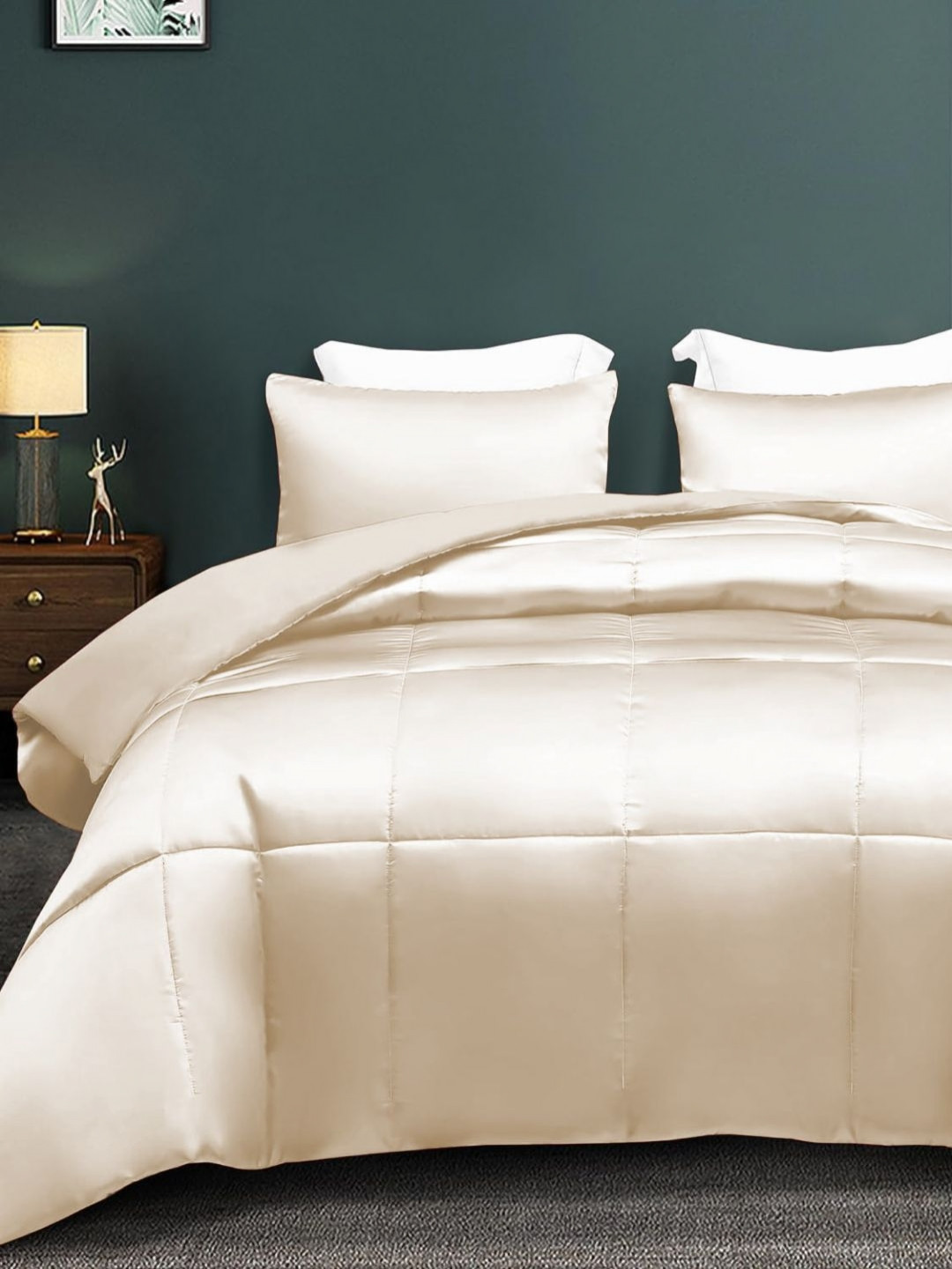 San Marino Gold-Toned Solid Satin Finish Cotton 4 Piece Double King Superfine Bedding Set