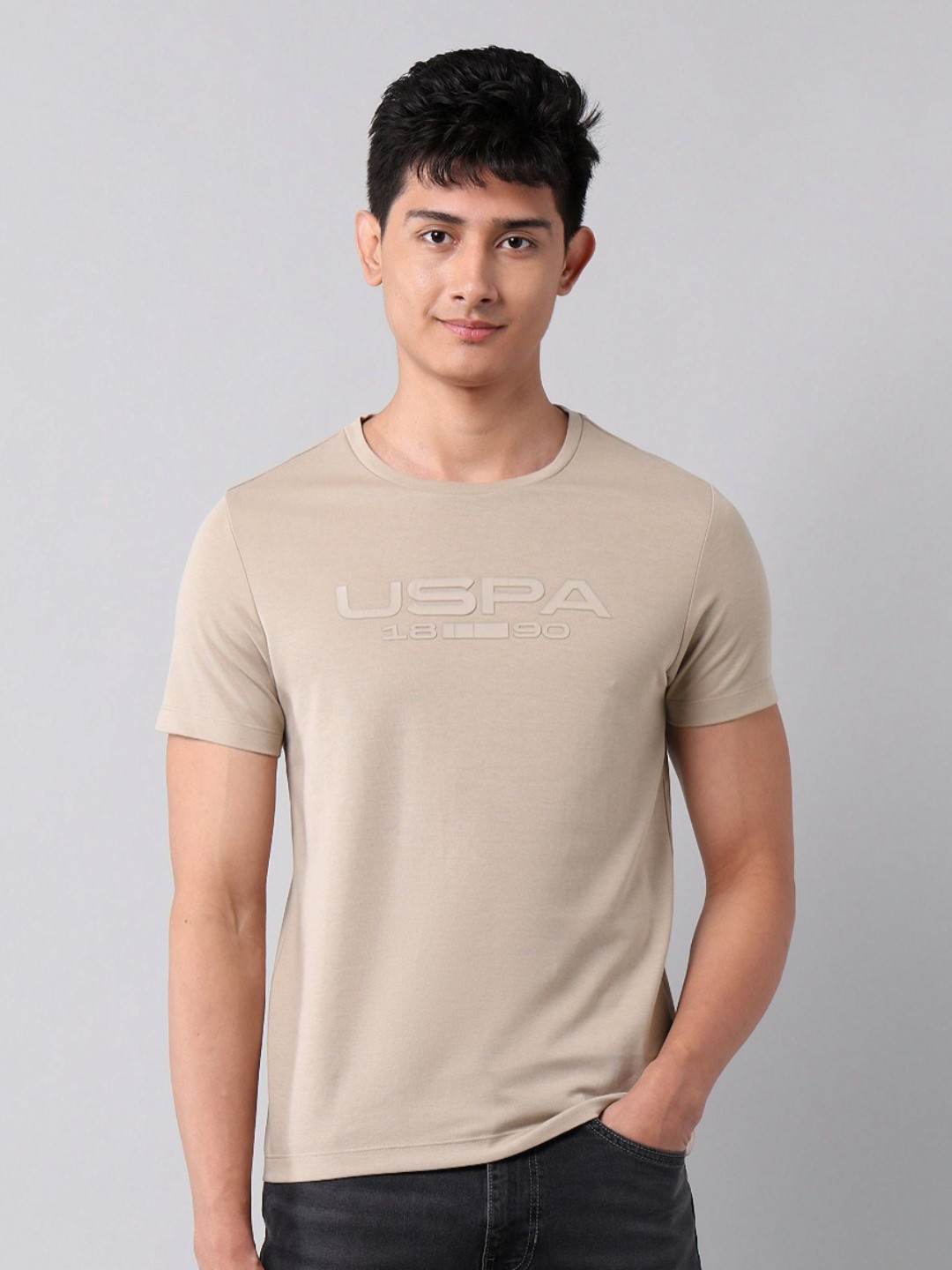 U.S. Polo Assn. Denim Co. Men Brand Logo Printed Black Label Muscle Fit T-shirt