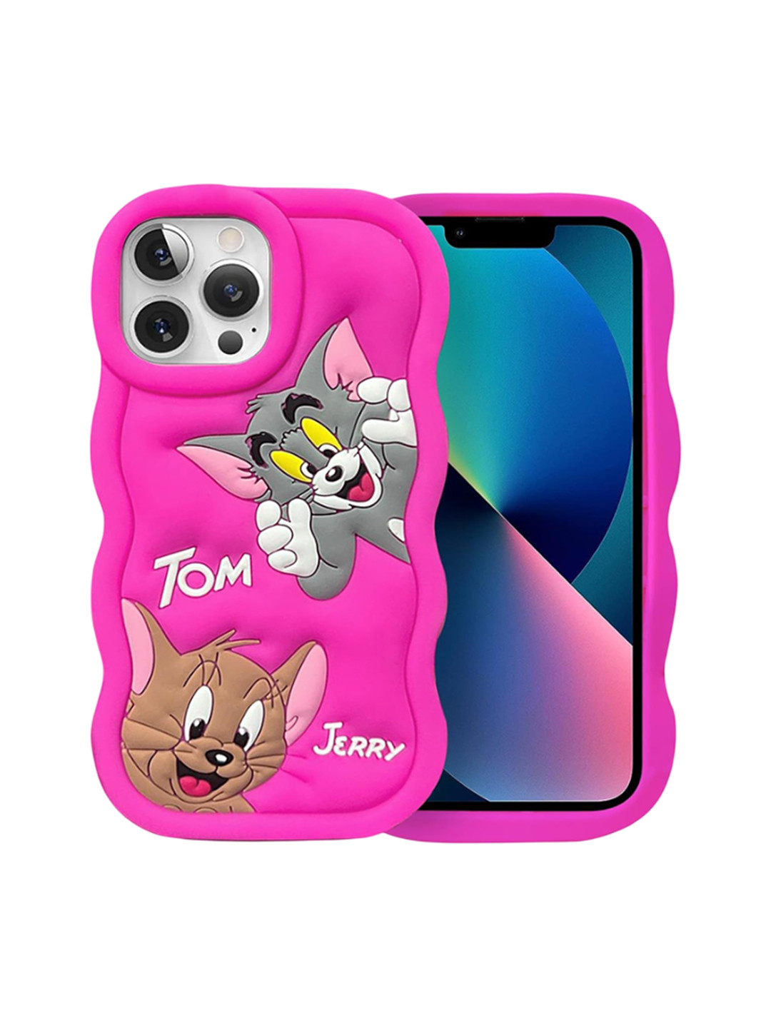 CASE CREATION Cartoon Characters Printed iPhone 15 Pro Silicone Bumper Case Mobile Cover