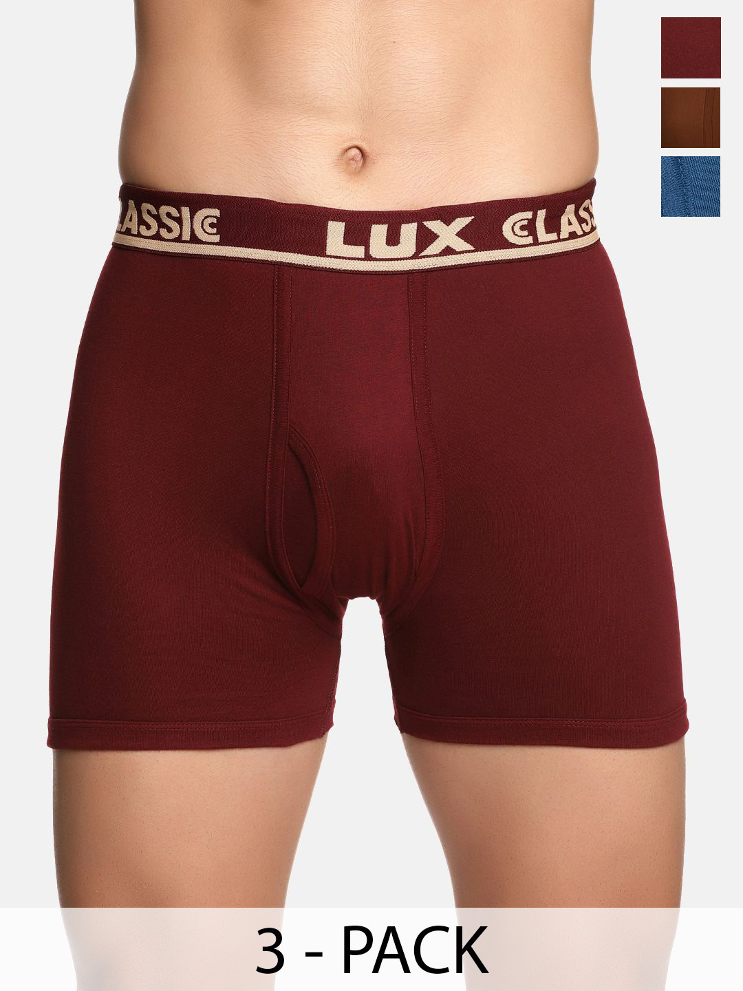 Lux Classic Pack Of 3 Assorted Combed Cotton Trunks Lux-Classic-H-Drawer-OE-3