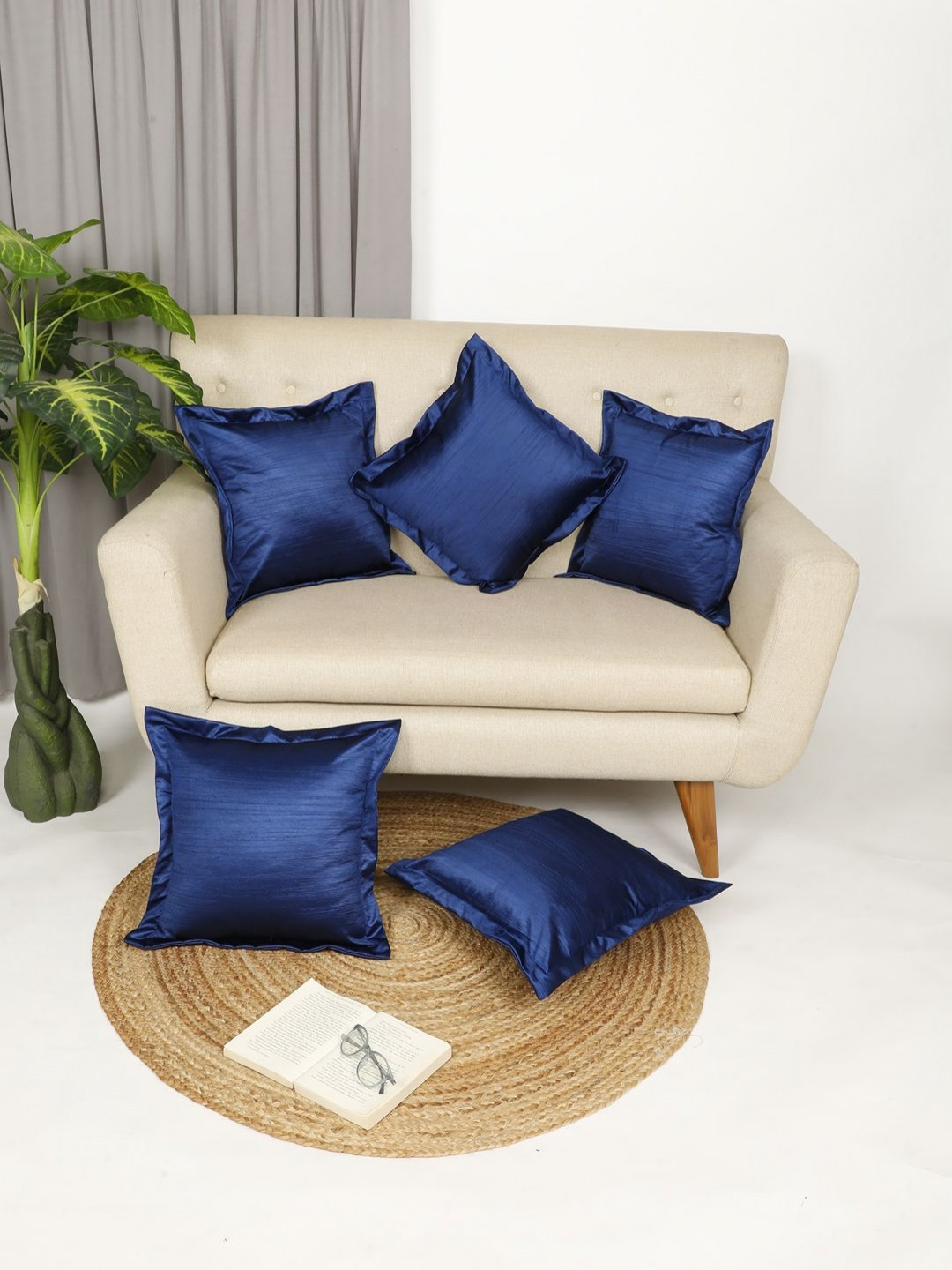 THE CONVERSION Blue 5 Pieces Square Cushion Covers