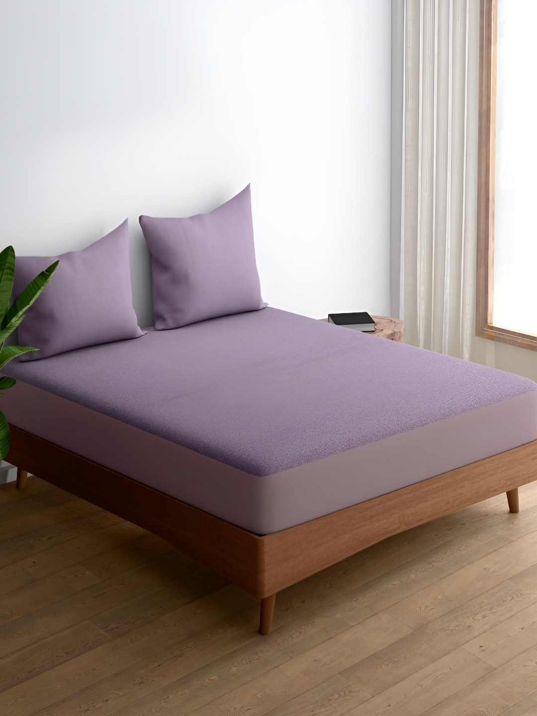 wakefit Lavender Breathable Bamboo King Fitted Hypoallergenic Mattress Protector
