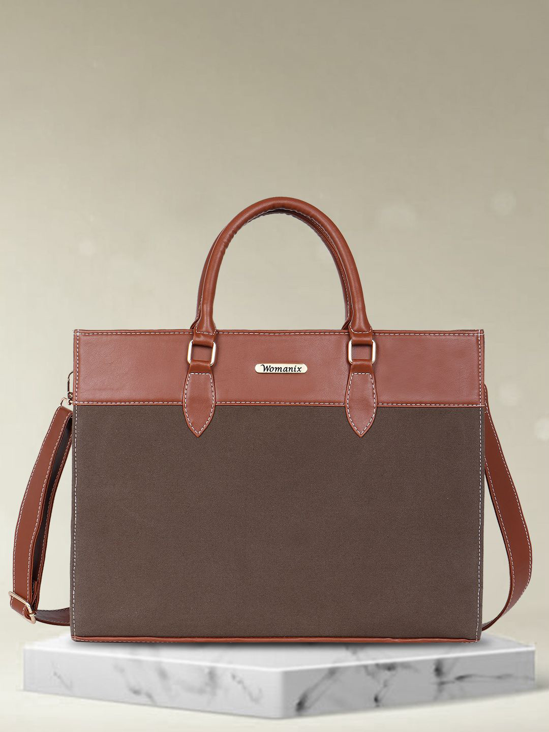 Womanix Canvas Structured Tote Bag With Fringed