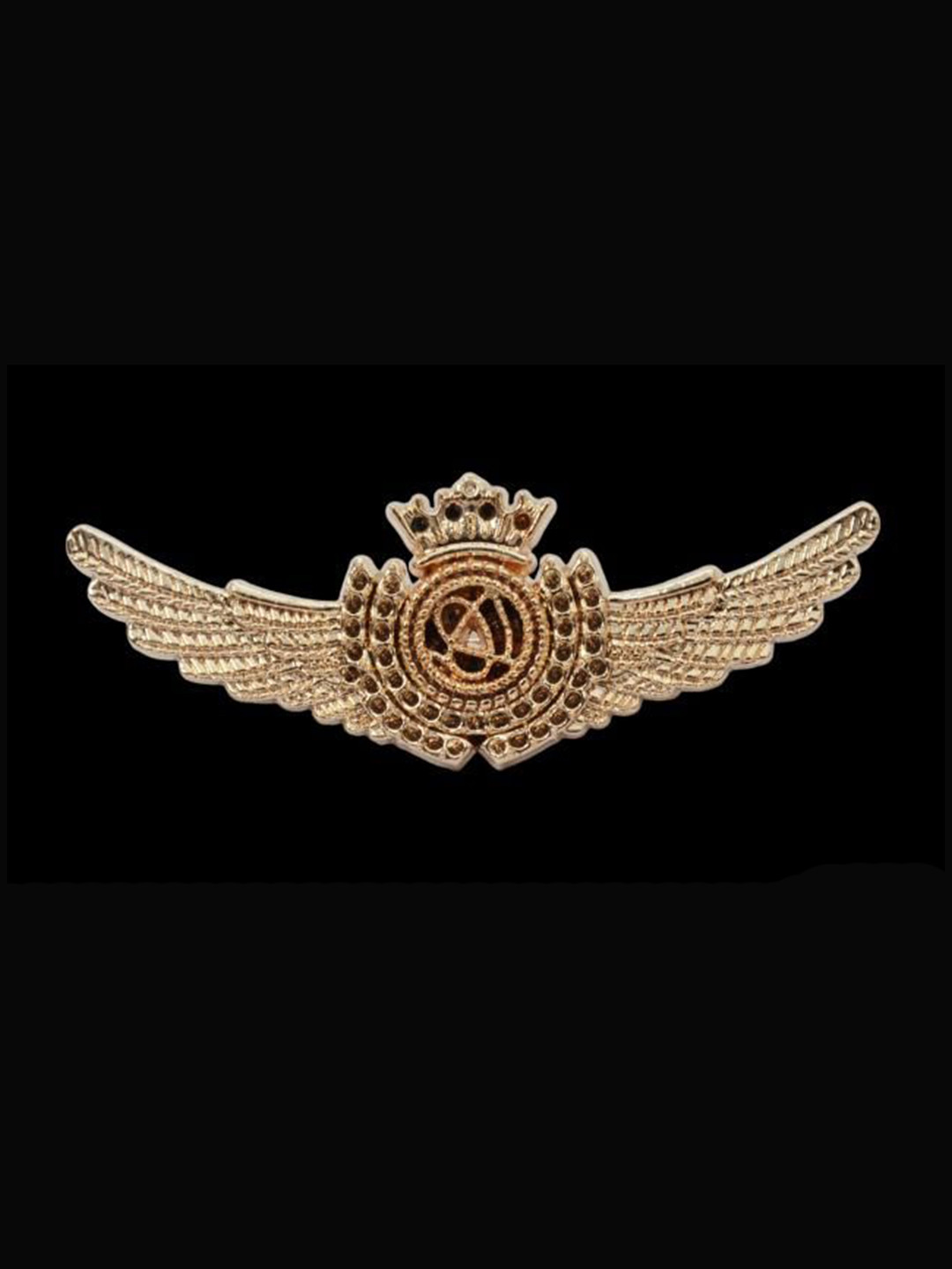 Curren Rose Gold Plated Crown Angle Wing Brooch Pin