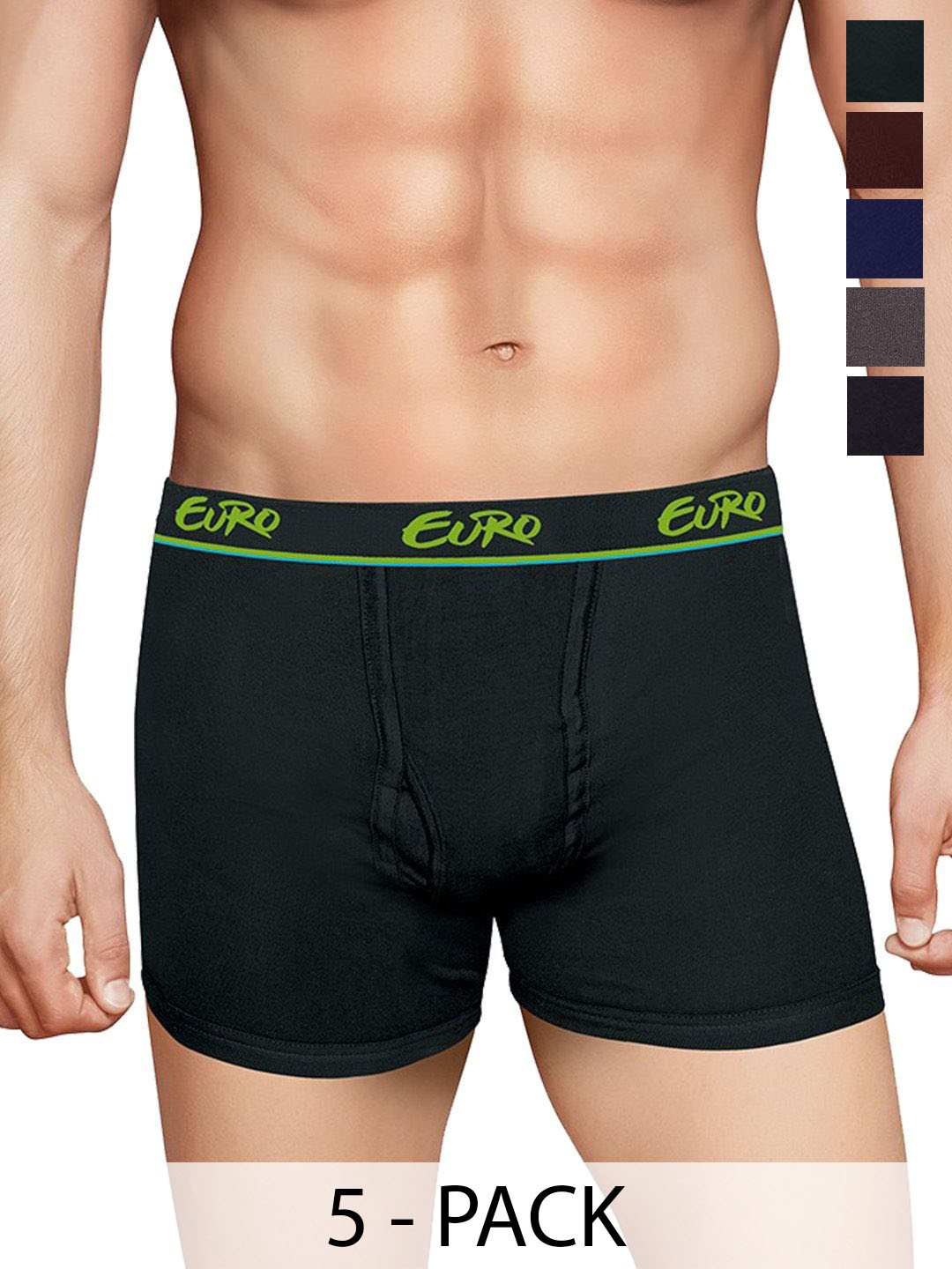 Euro Pack Of 5 Assorted Trunks Euro-Micra-Plain-Long-Trunk-5