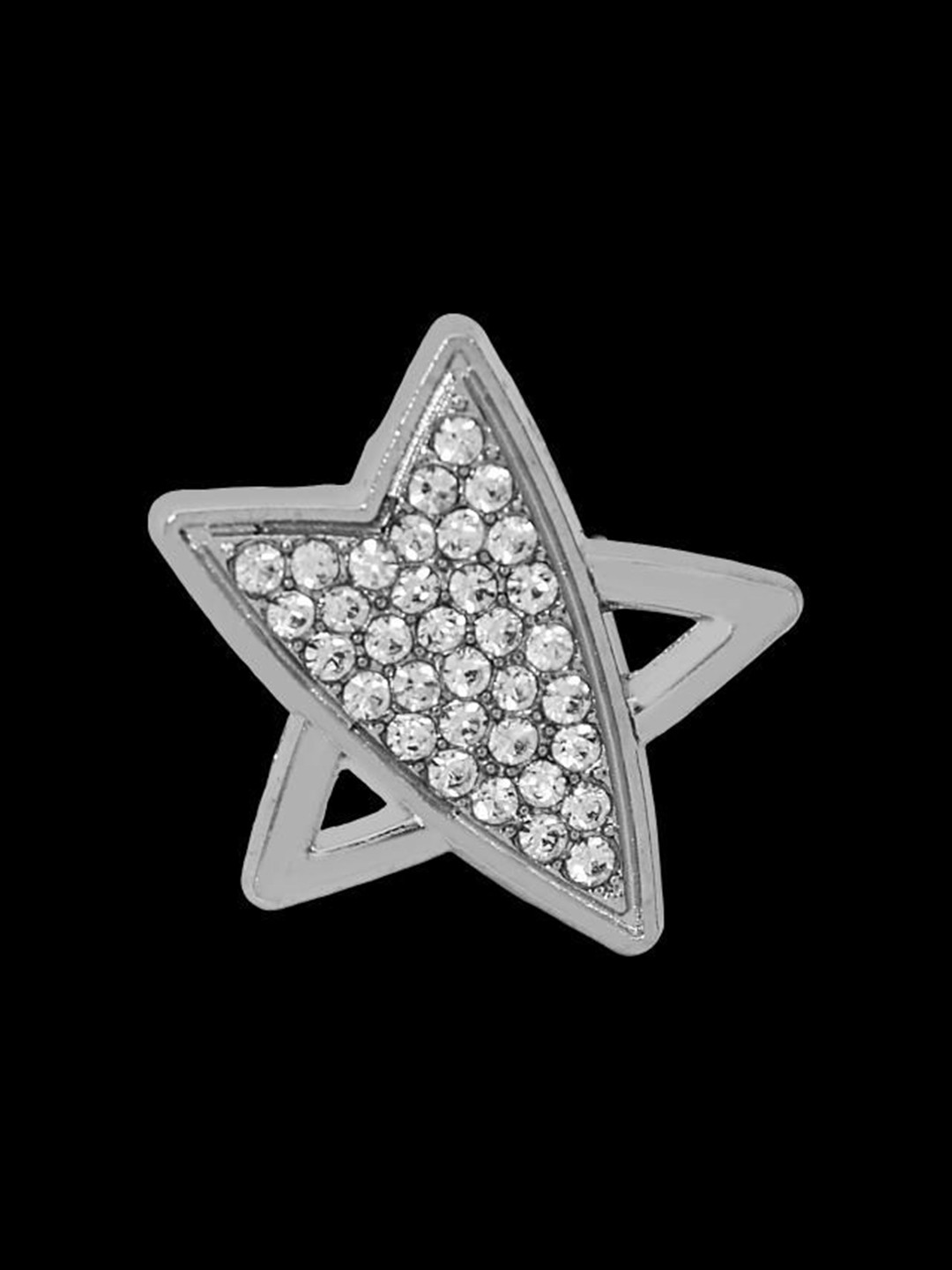 Curren Men Silver-Toned Plated Artificial Stones Studded  Iced Star Lapel Pin Brooch