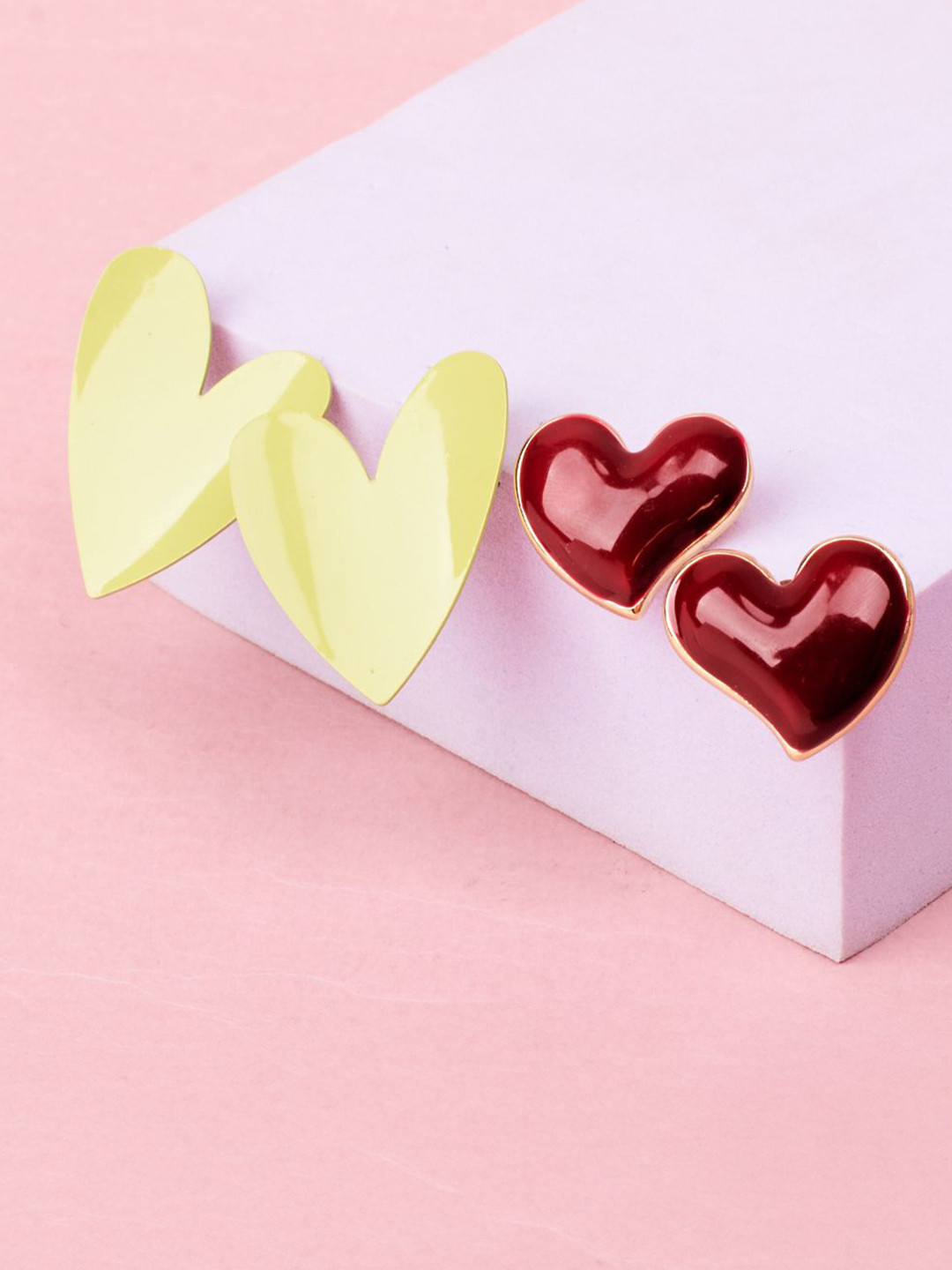 SALTY Pack Of 2 Heart Shaped Stud Earrings
