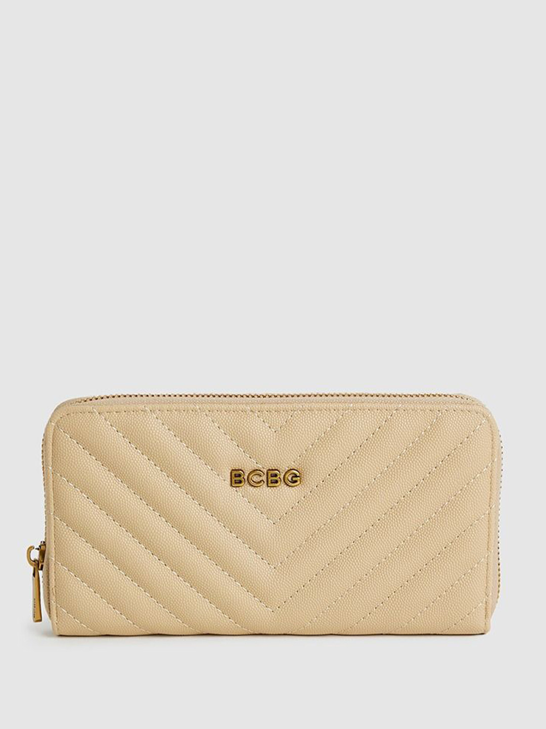 BCBG Women Solid Quilted Zip Around Wallet