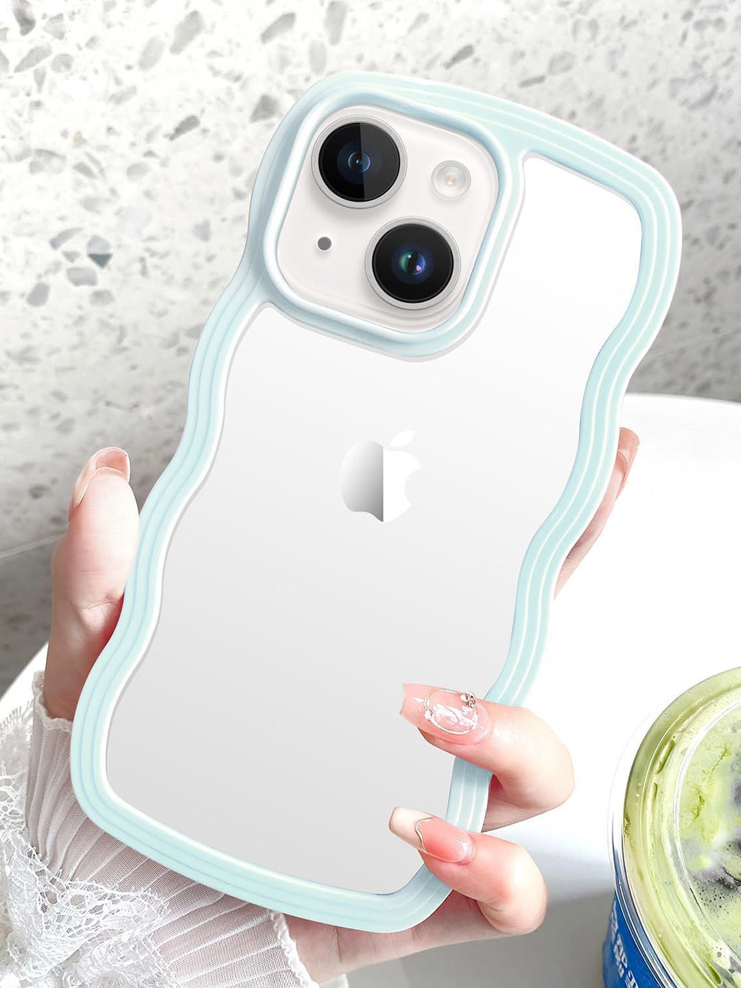 CASE CREATION iPhone SE Transparent Curly Wave TPU Back Case Mobile Accessories