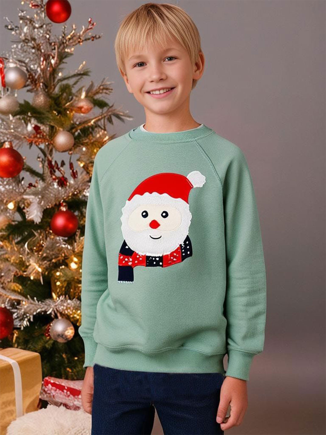 Cherry Crumble Kids Applique Christmas Sweatshirt