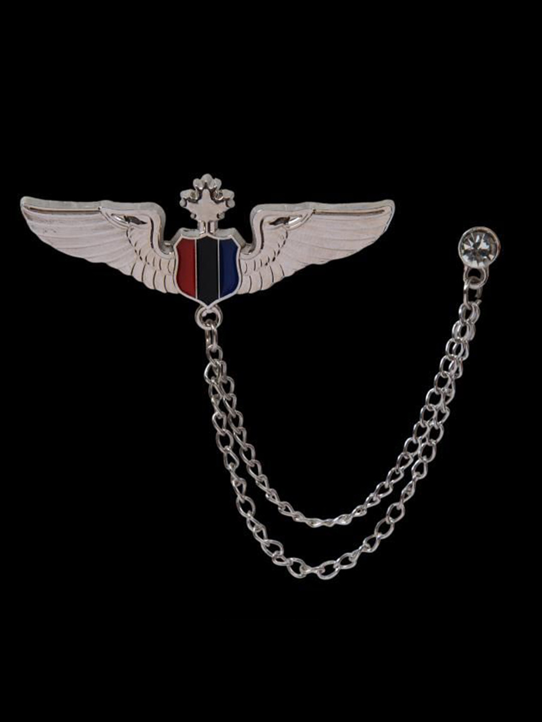 Curren Men Silver-Toned Plated Maverick Fighter Dark Star Hanging Chain Brooch