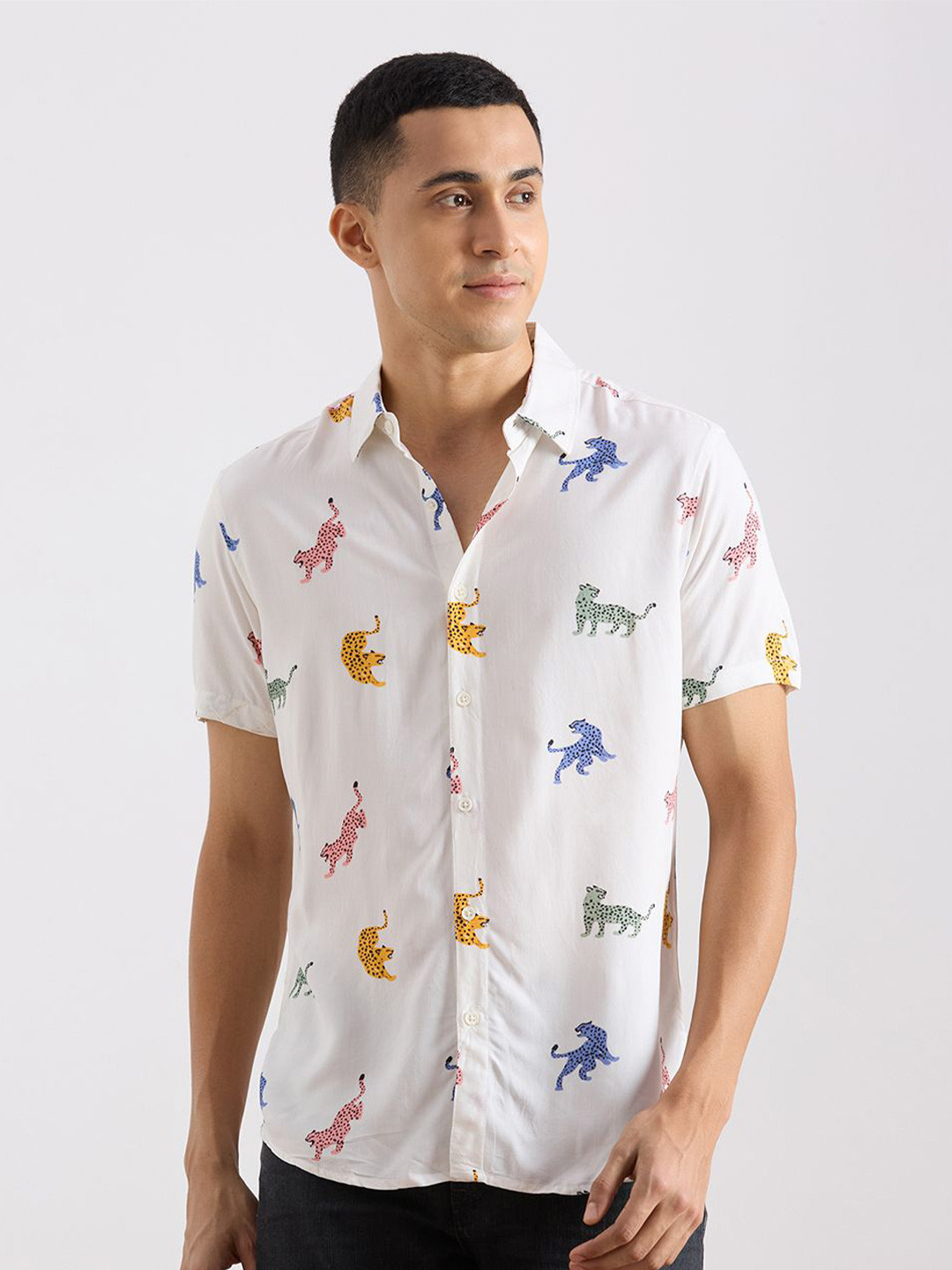 VALEN CLUB Animal Graphic Printed Casual Shirt