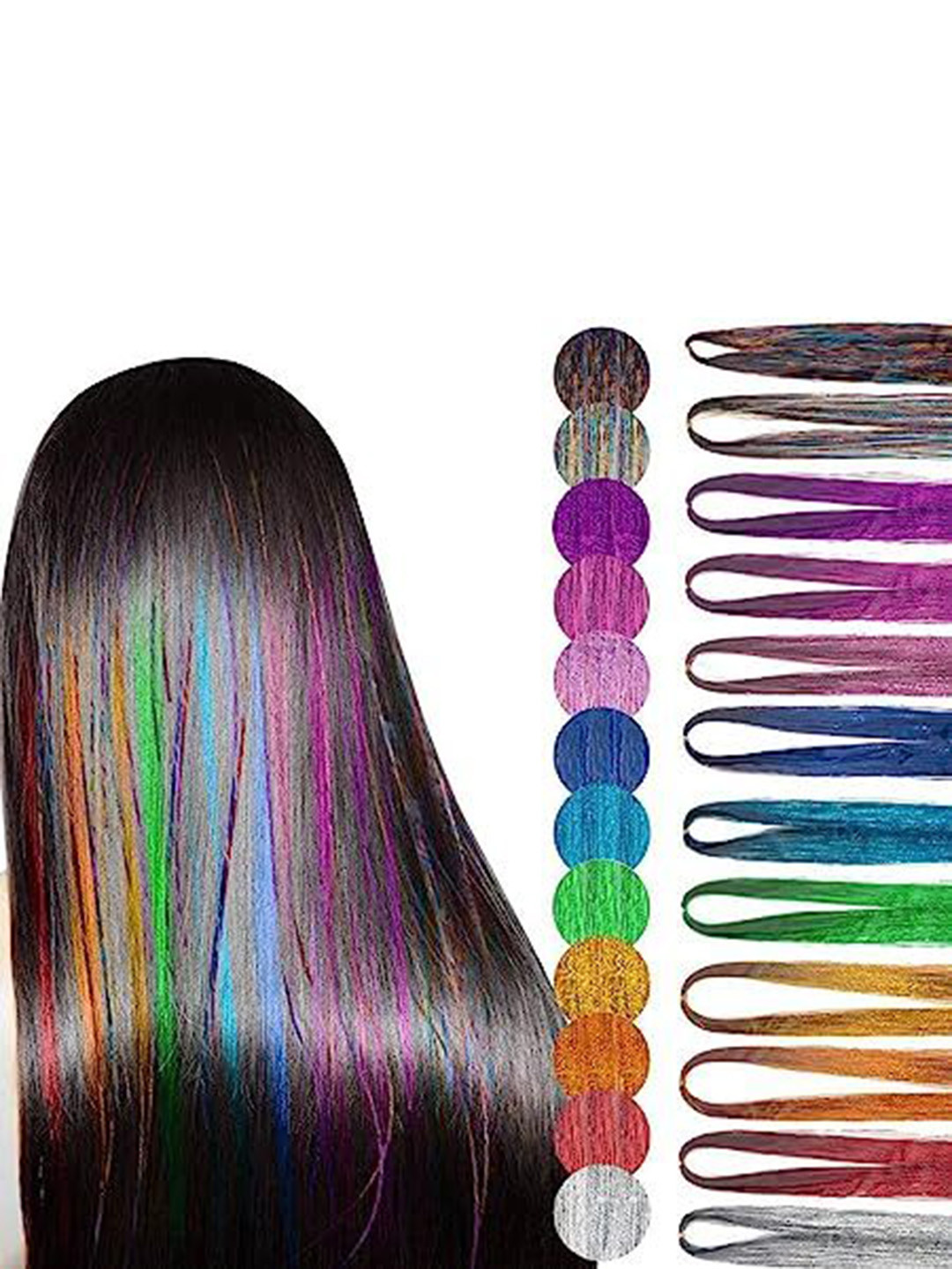 AHS Clip In Straight Color Strand Hair Extension- Multicolor- 36 Inch