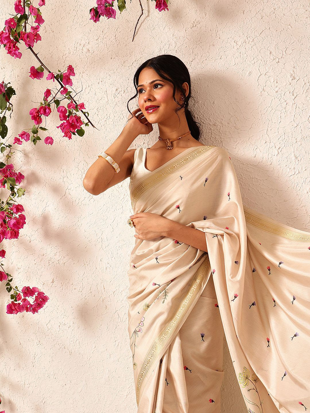 Silk Land Tussar Color Soft Silk Floral Digital Printed Saree