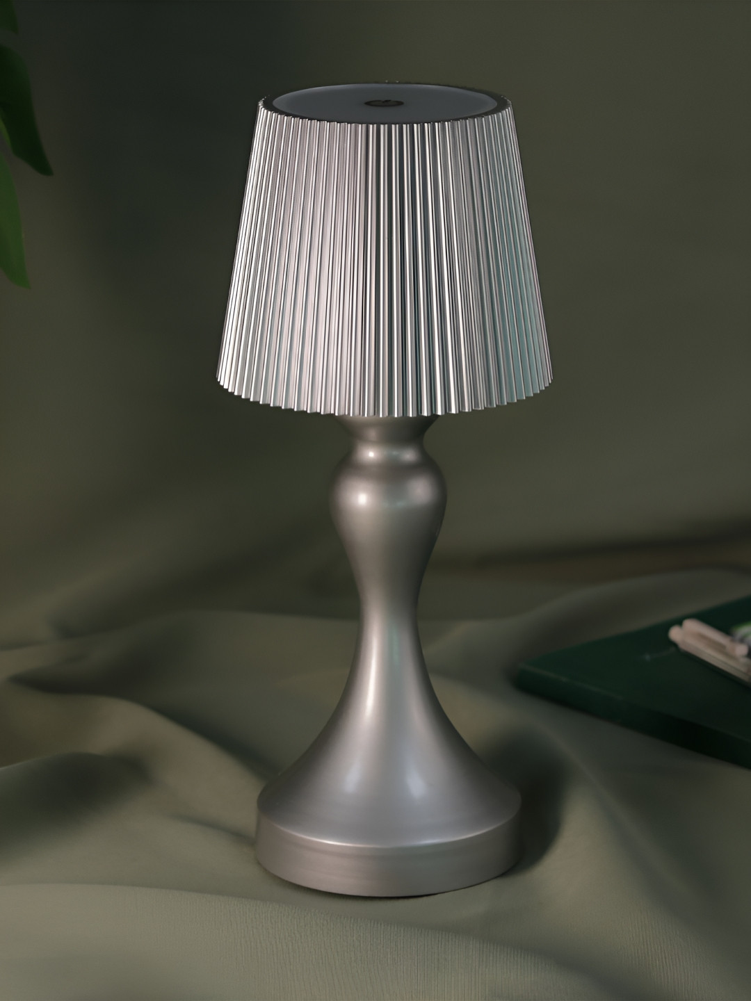 Art Street Silver-Toned Textured Acrylic Contemporary Frusturical Shaped Table Lamp