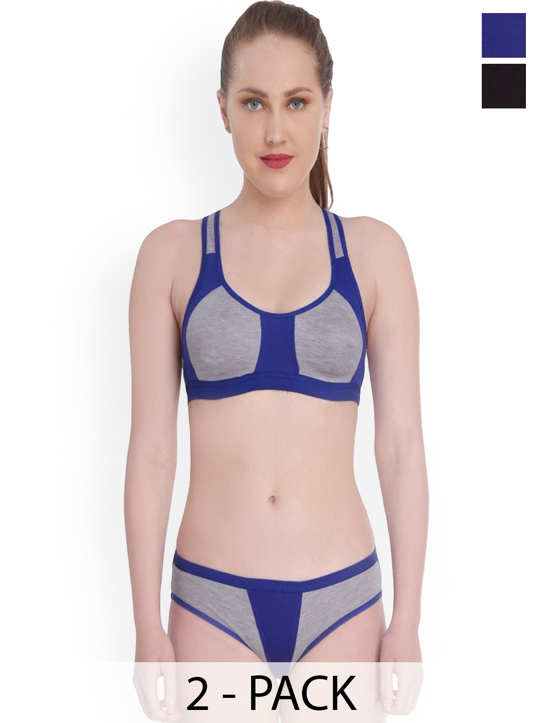 EMPISTO Pack Of 2 Cotton Lingerie Set-SRE-MIKI-BLUE-BLACK-28