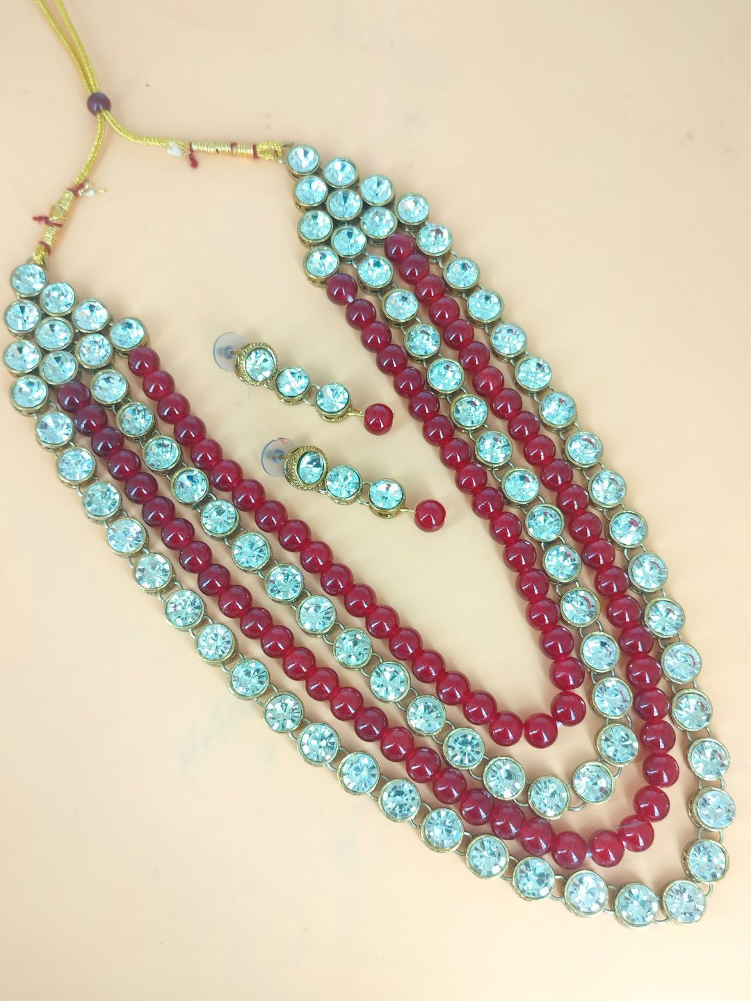 HS FATIO Stone-Studded & Beaded Jewellery Set