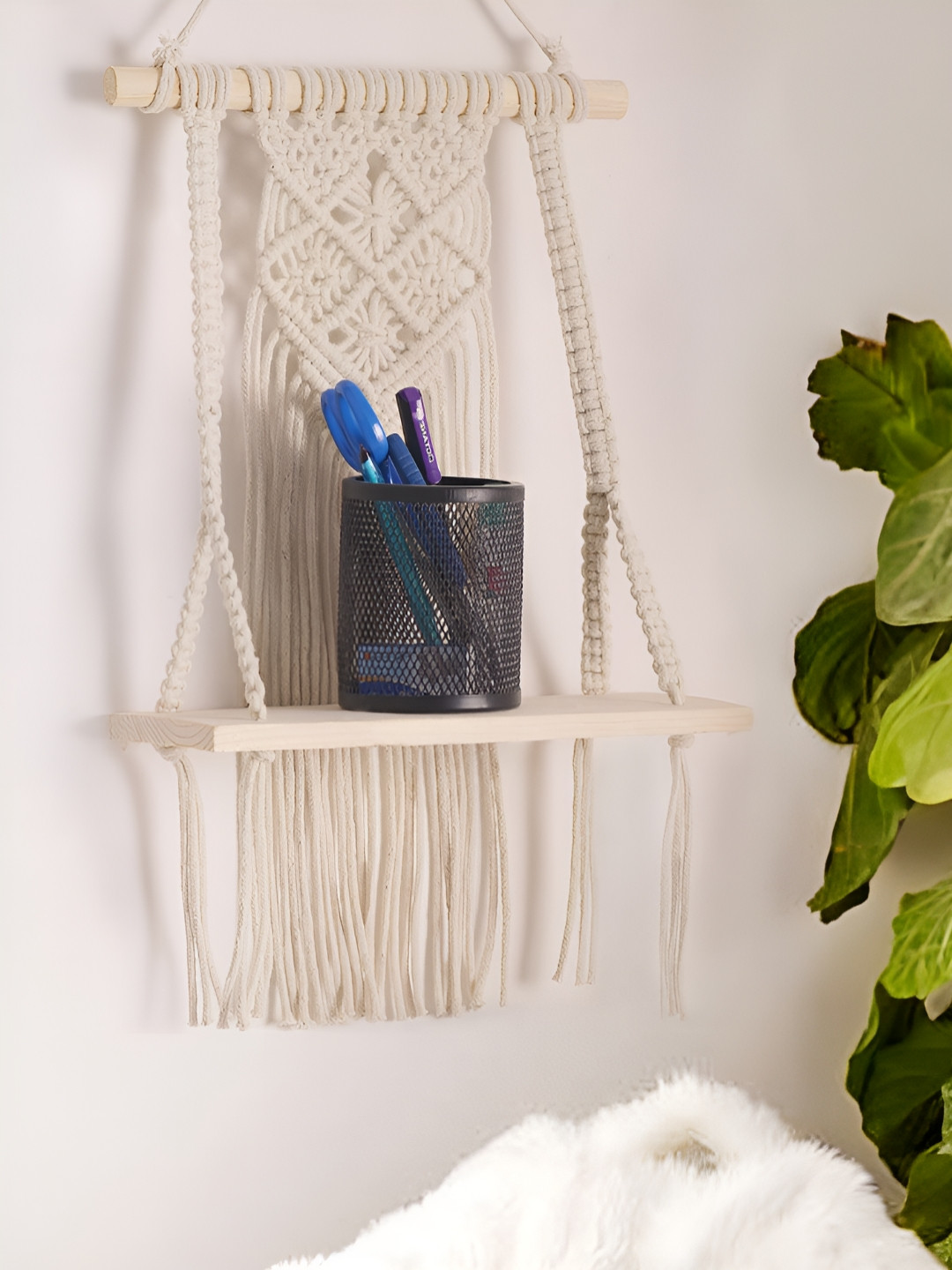 Decazone Macrame Wood Hanging Hall Tapestries & Macrame-21.7In